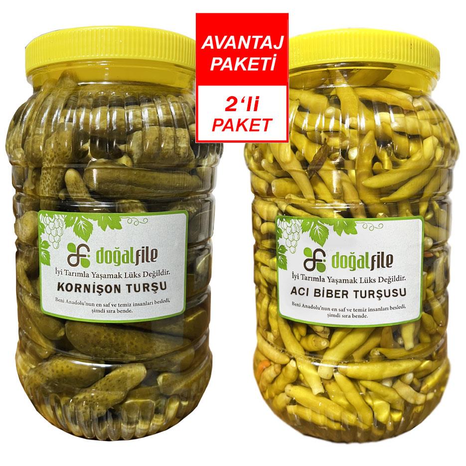 Kornişon ve Acı Biber Turşu 3 kg. 2 li paket