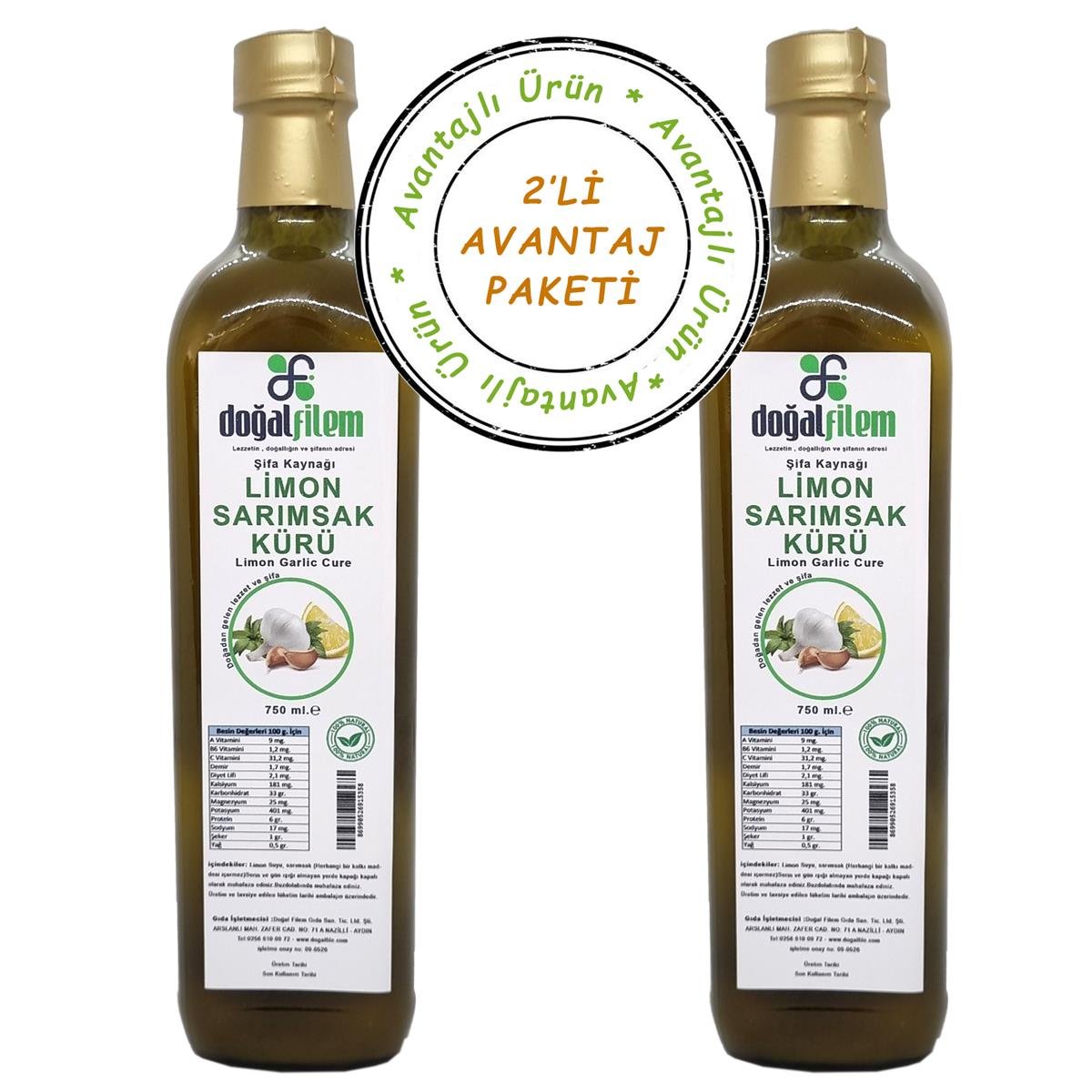 2 Şişe Sarımsak Limon Kürü (1500ML)