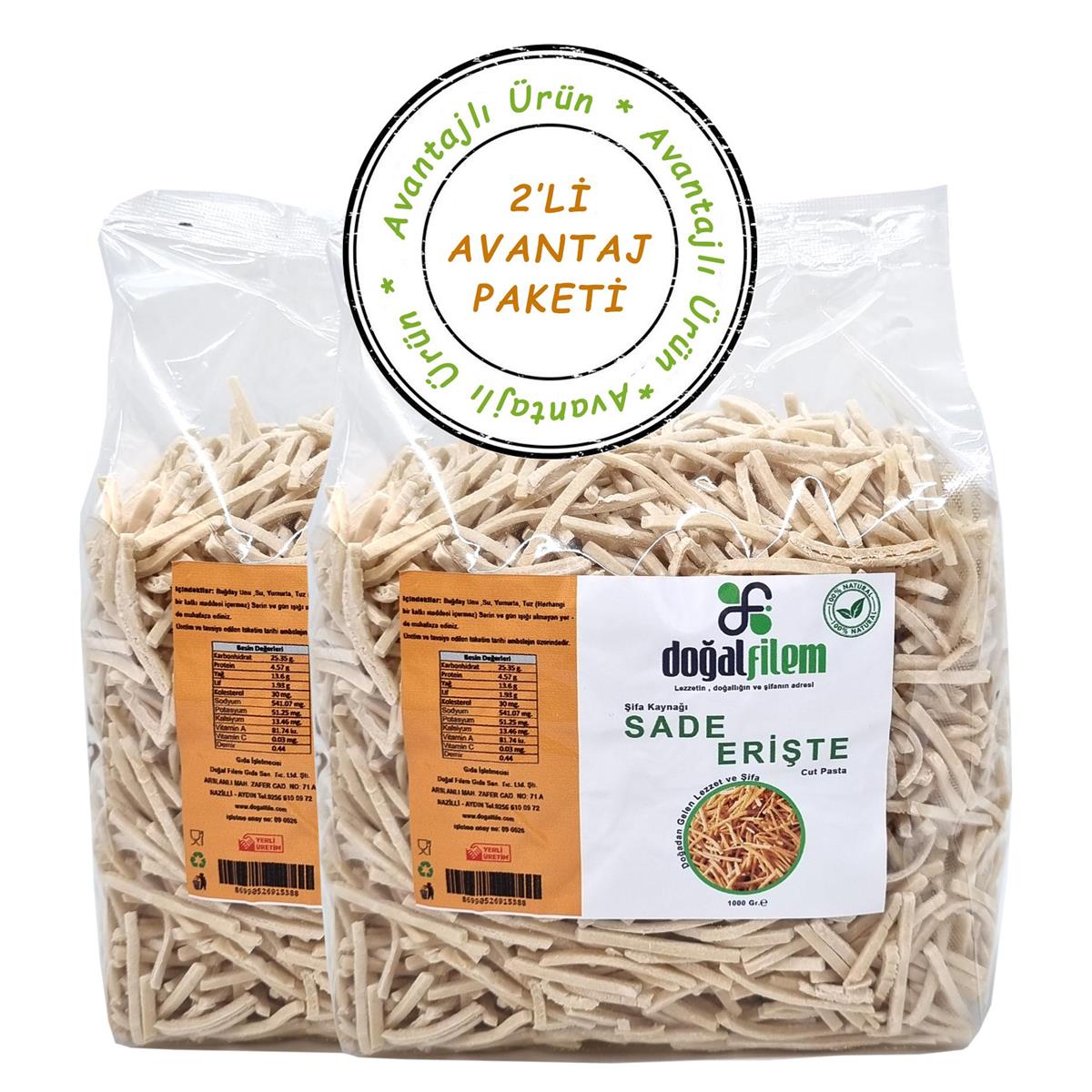 Sade Erişte 1000 gr 2li Paket