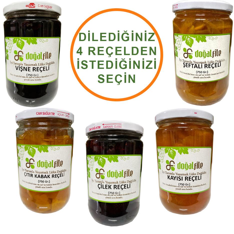 4 adet 750 gr. Reçel