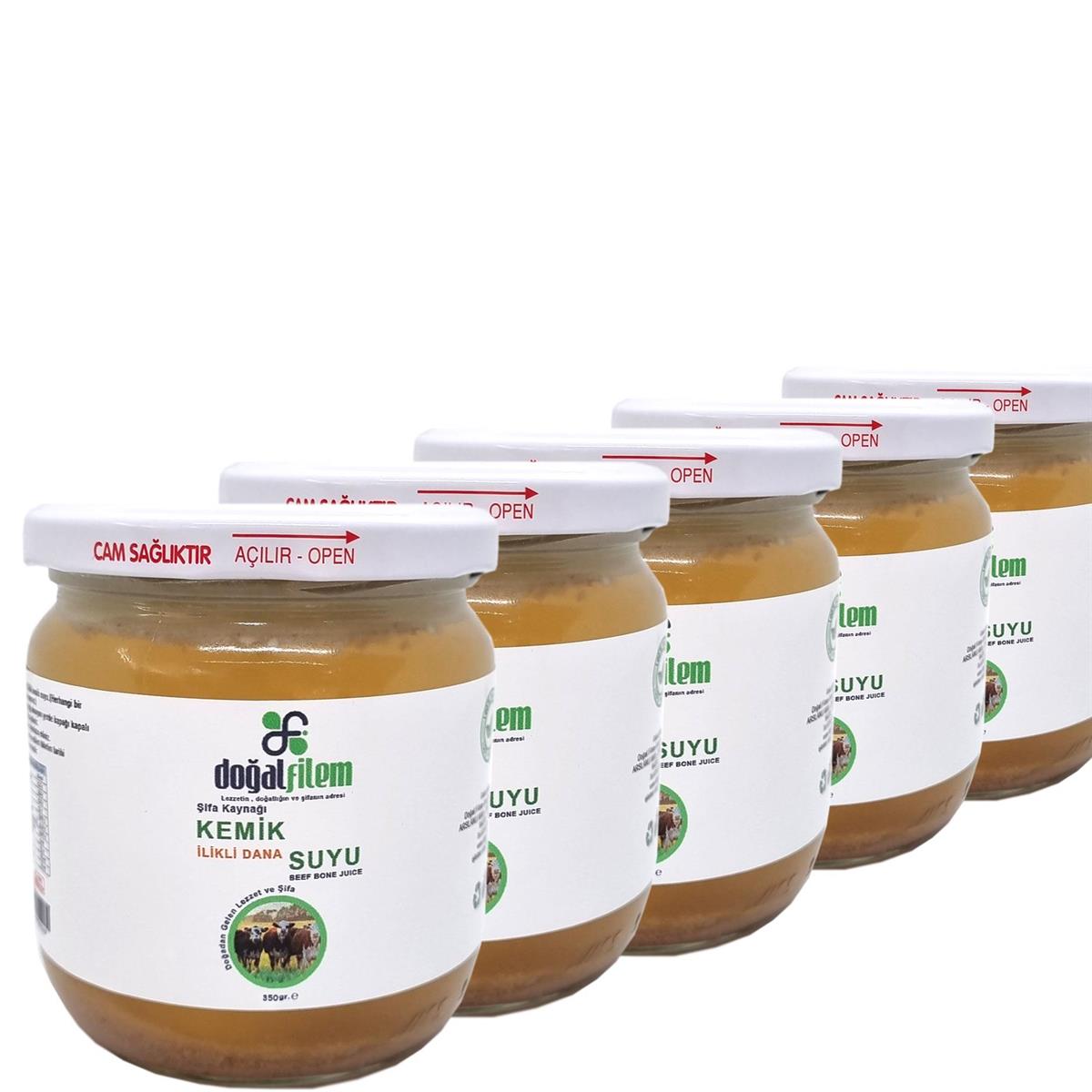 5 Kavanoz (Net 350 Gr) İlikli Kemik Suyu
