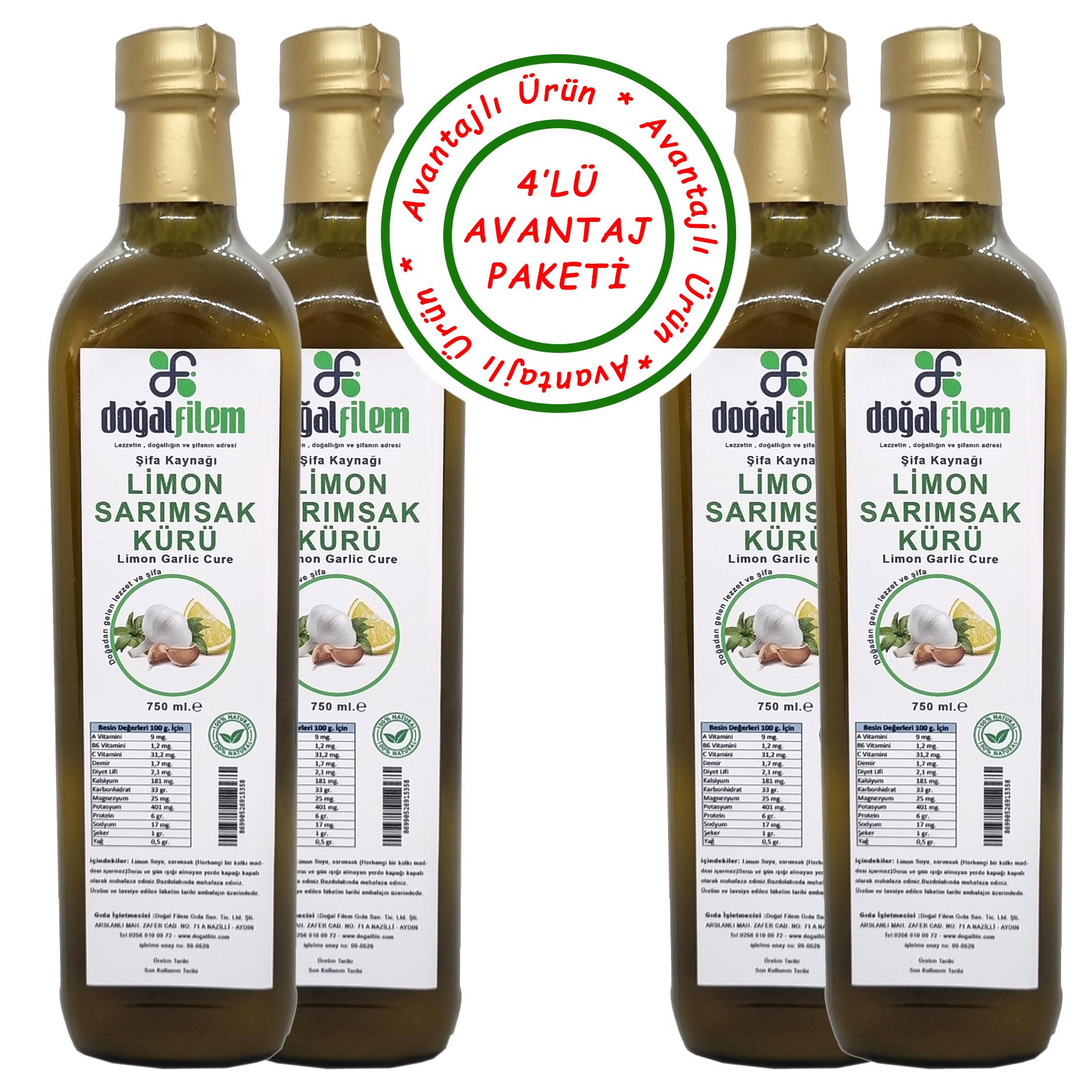 4 Şişe Sarımsak Limon Kürü (1500ML)