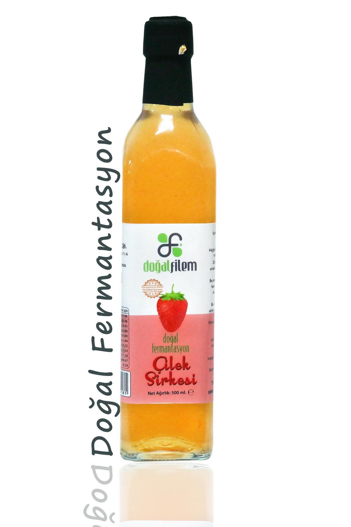Doğal Fermante Çilek Sirkesi 500 ml Cam Şişede