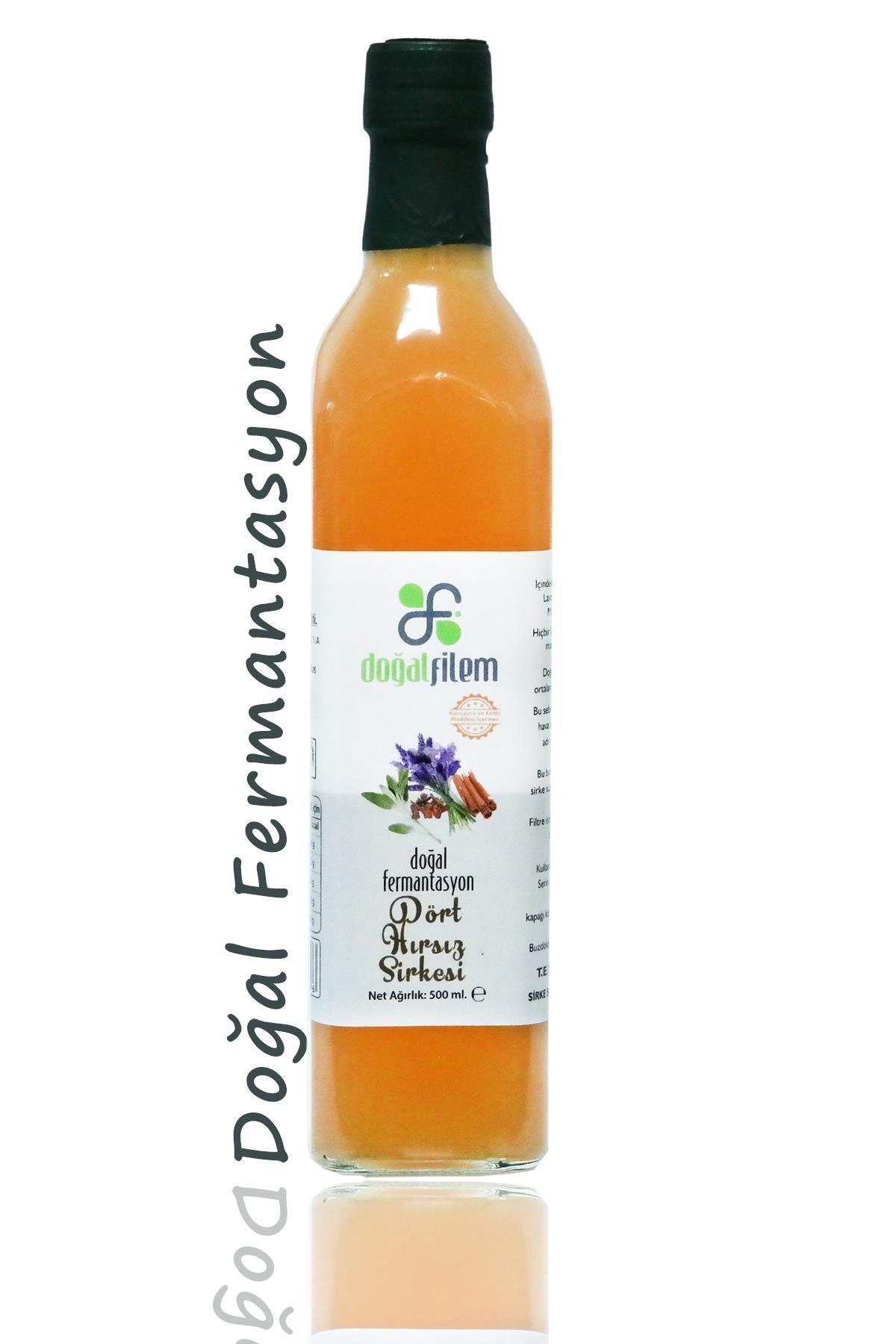 Doğal Fermante Dört Hırsız Sirkesi 500 ml Cam Şişede