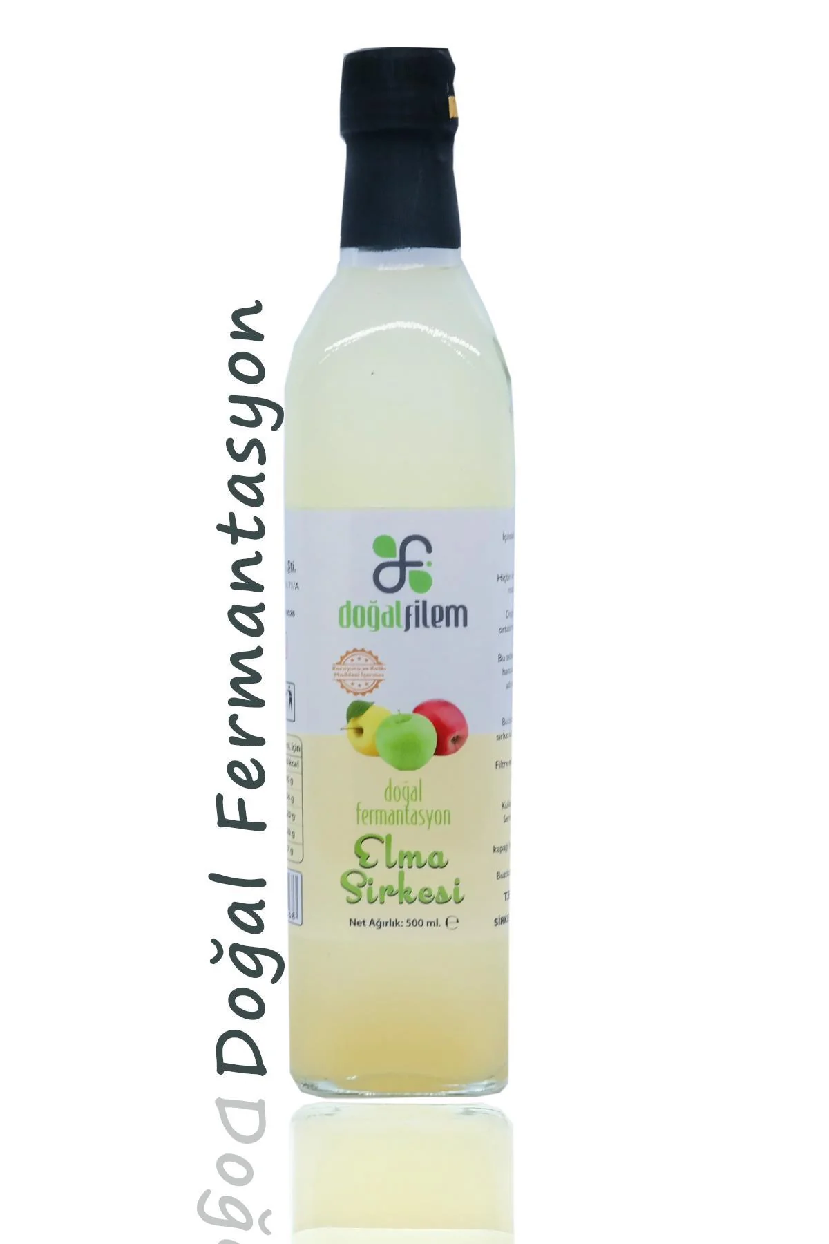 Doğal Fermante Elma Sirkesi 500 ml Cam Şişede - 1 adet