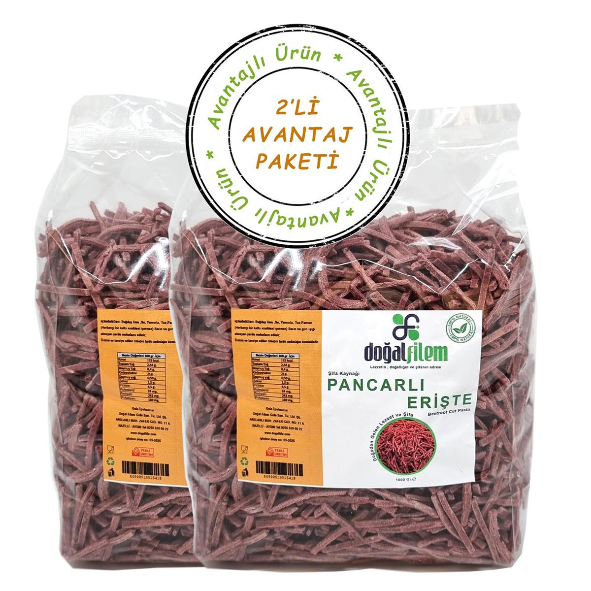 Pancarlı Erişte 1000 gr 2'li Paket