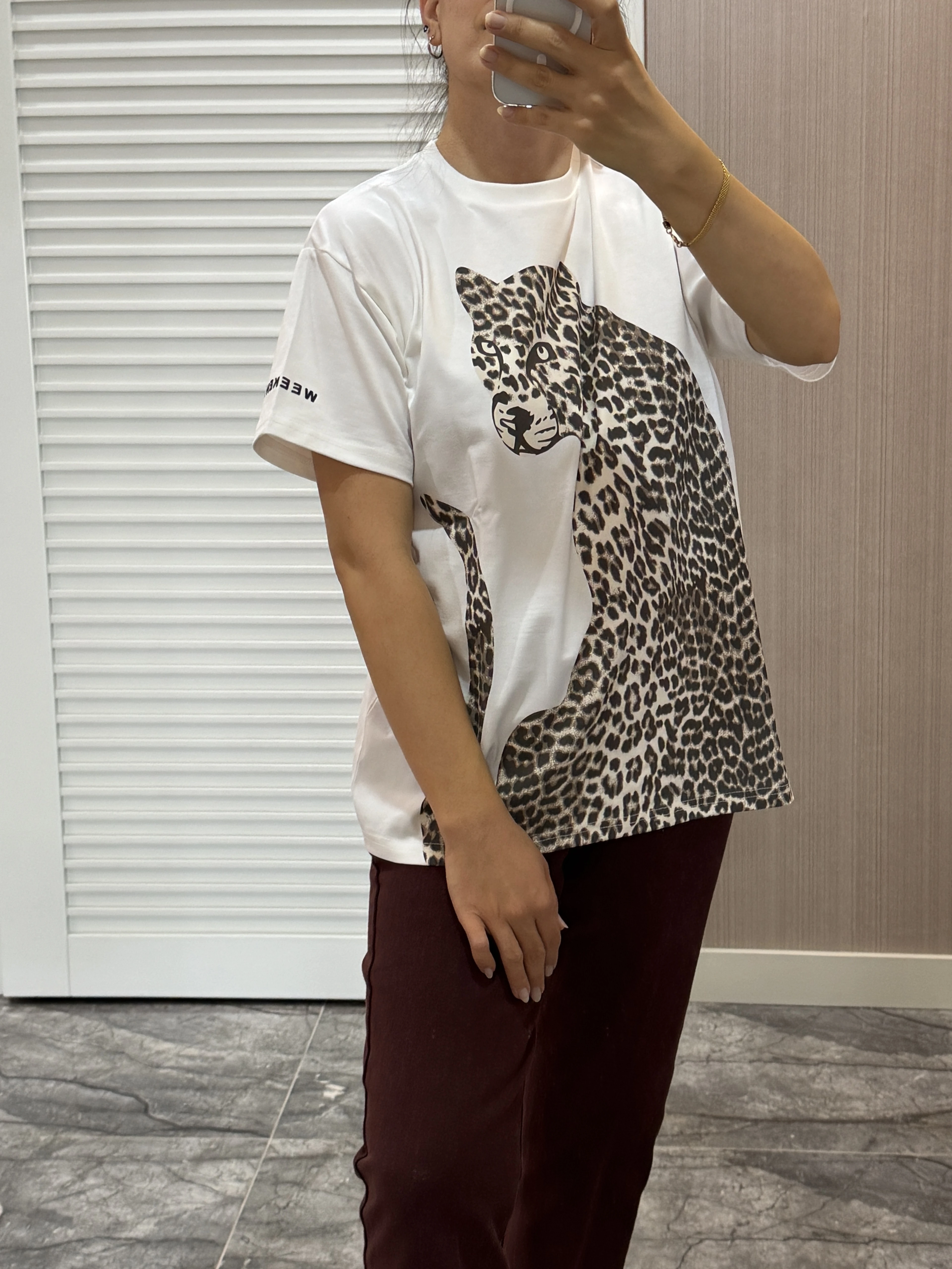 Leopar Baskılı Oversize Tişört
