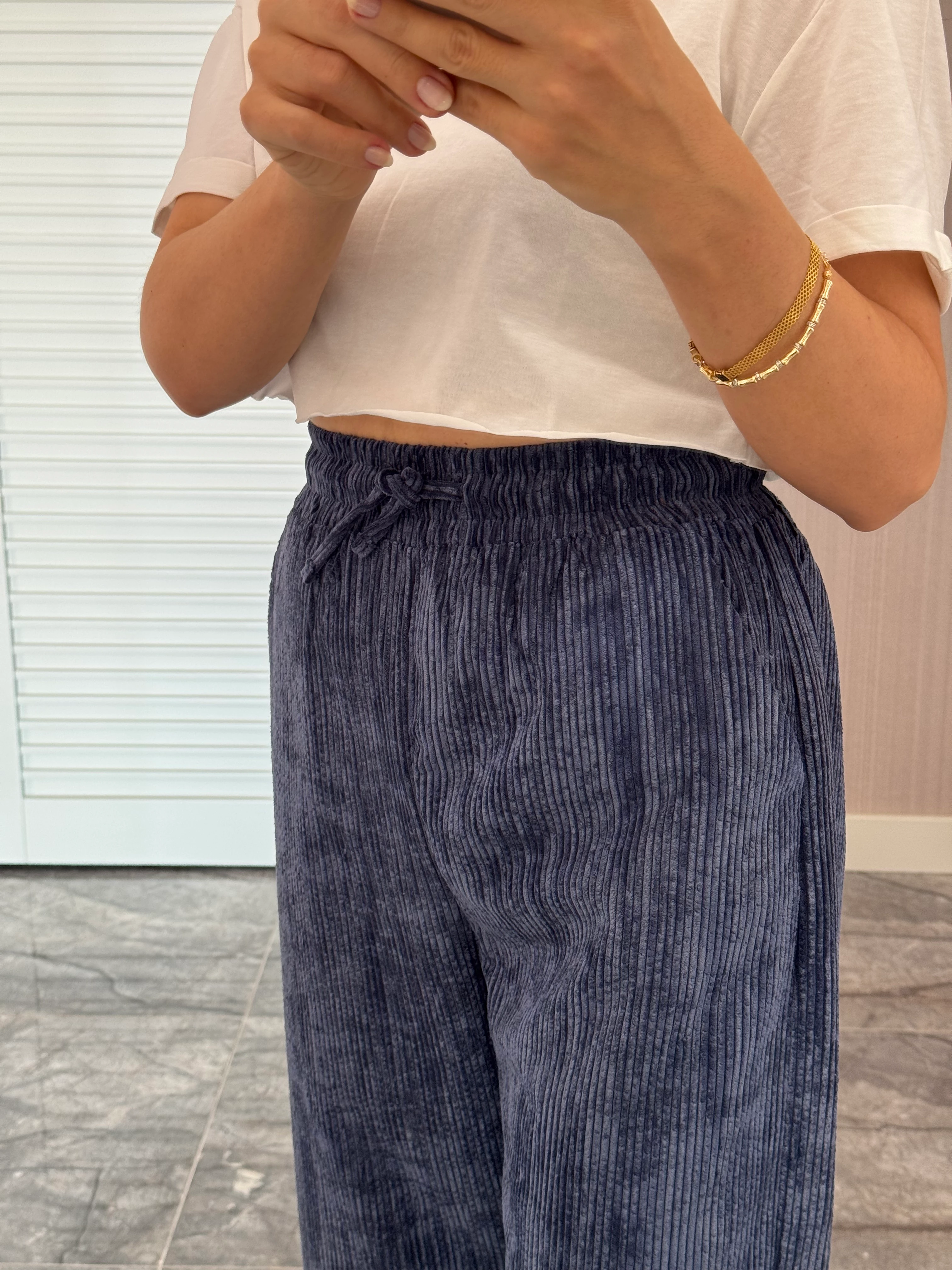 Kadife Pantolon - Lacivert