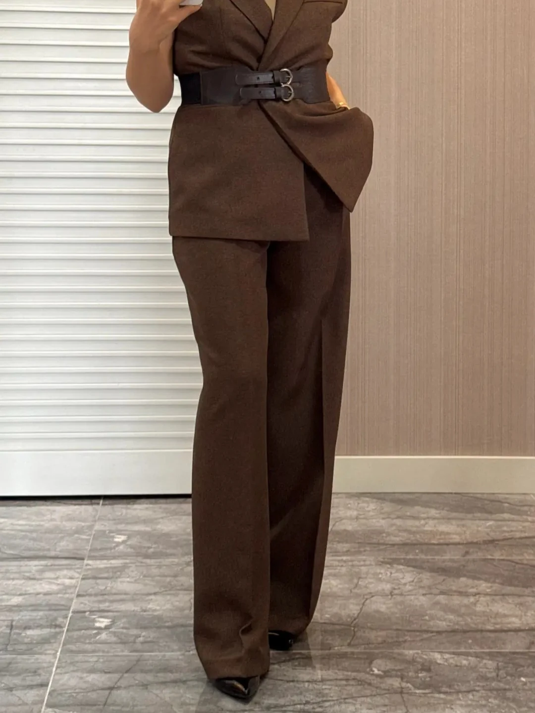 Belden Lastikli kemerli Yelek Pantolon Takım