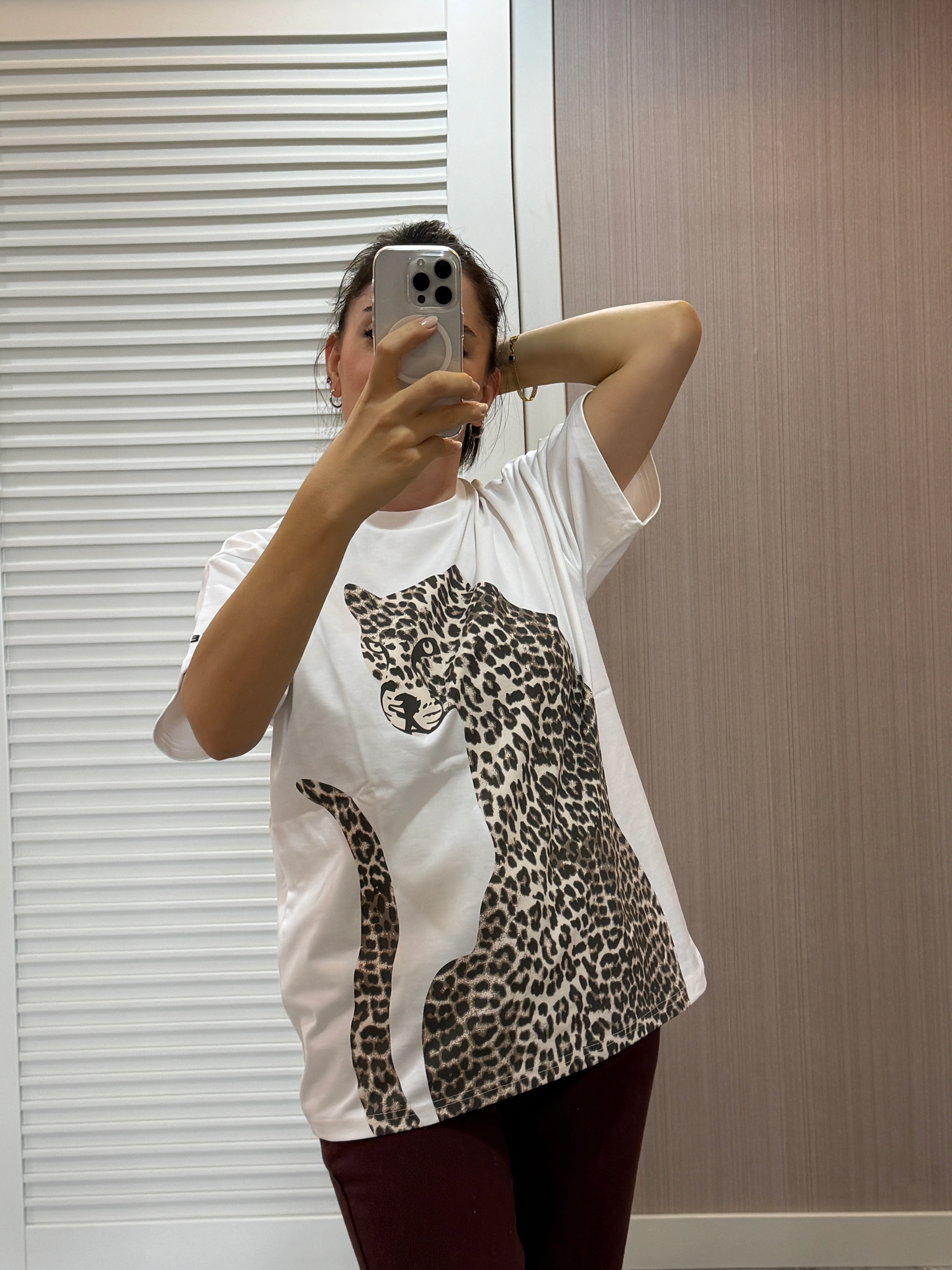 Leopar Baskılı Oversize Tişört