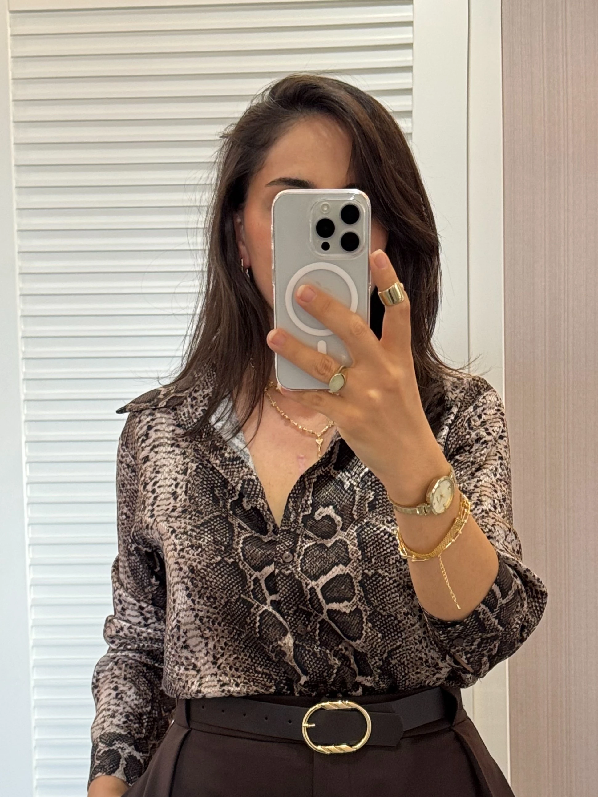 Yılan Desenli Basic Gömlek