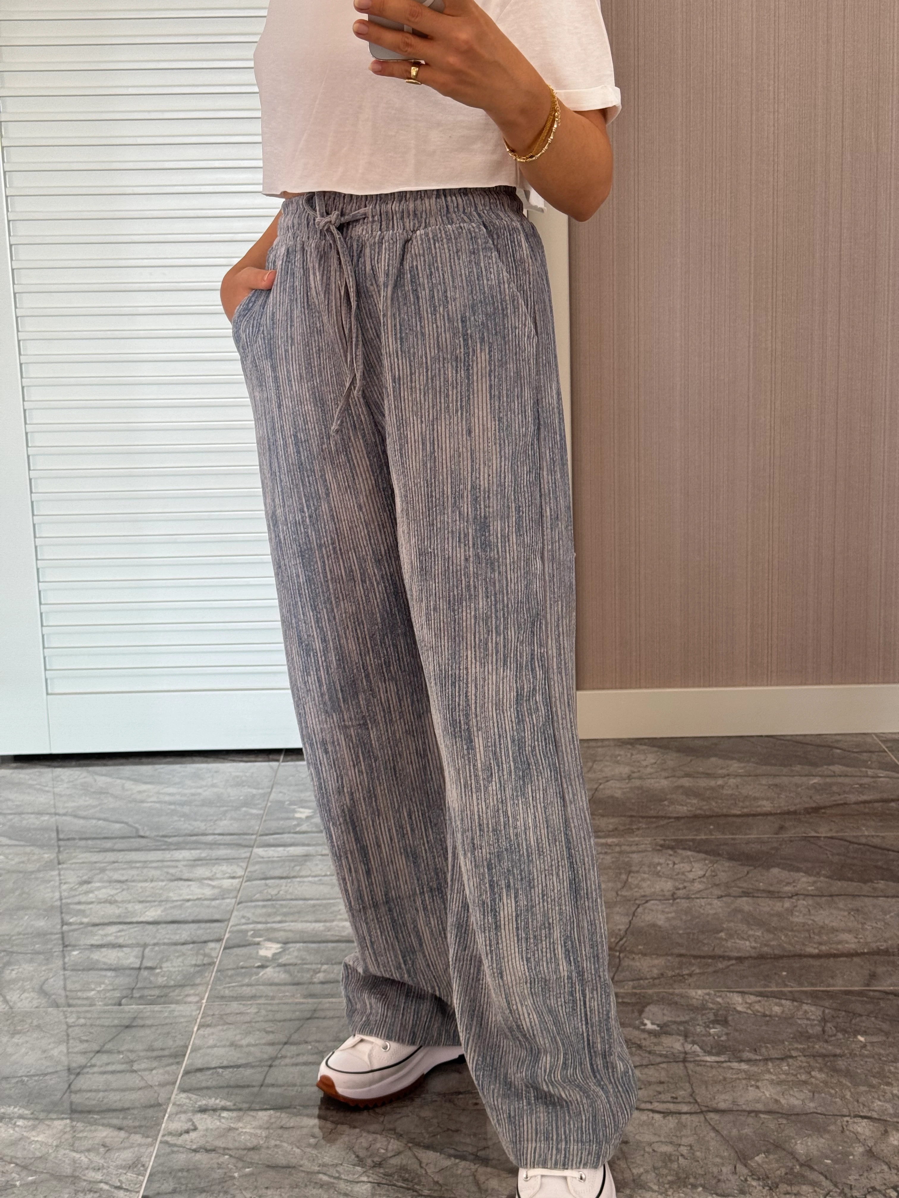 Kadife Pantolon - Mavi