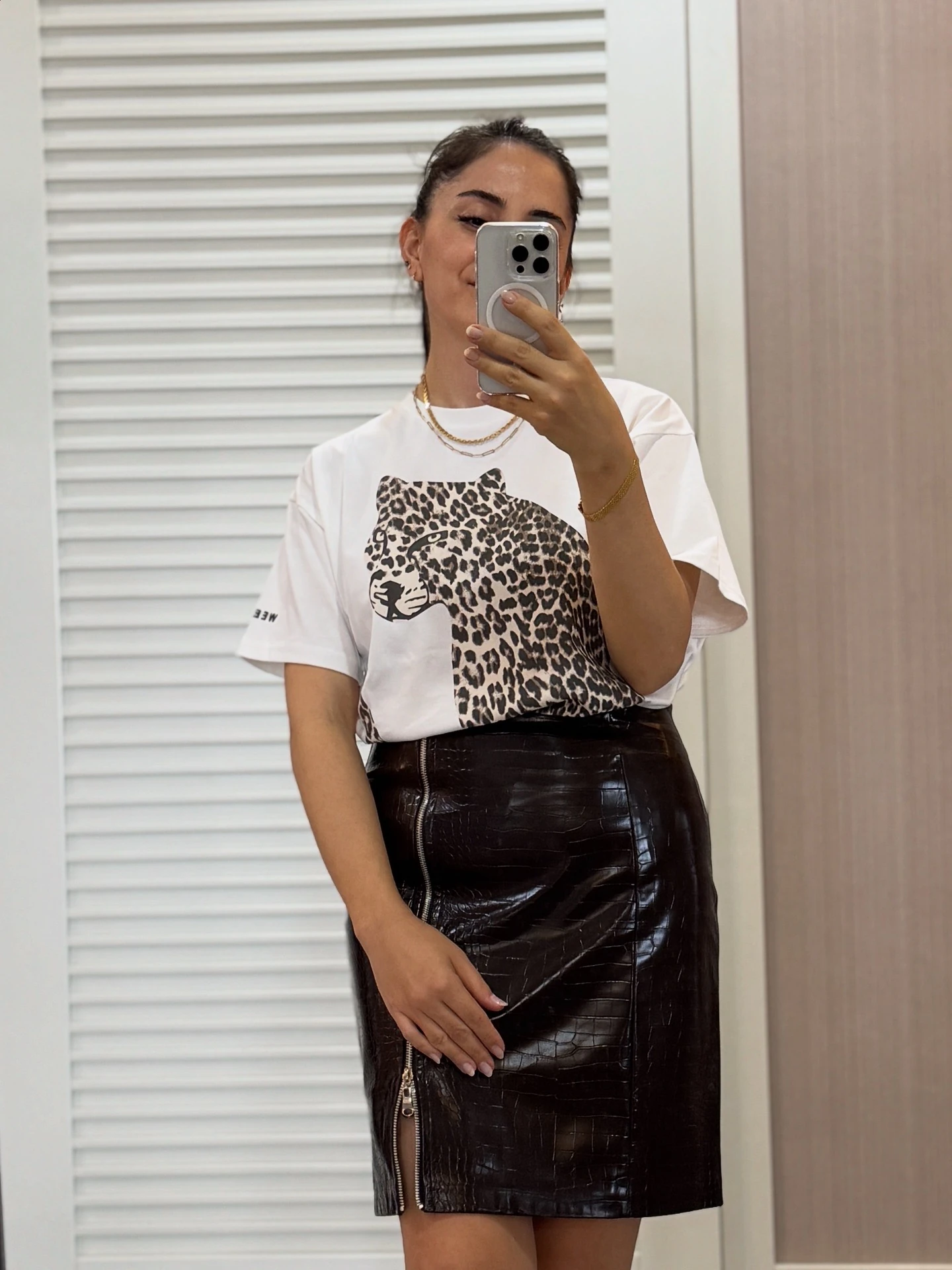 Leopar Baskılı Oversize Tişört