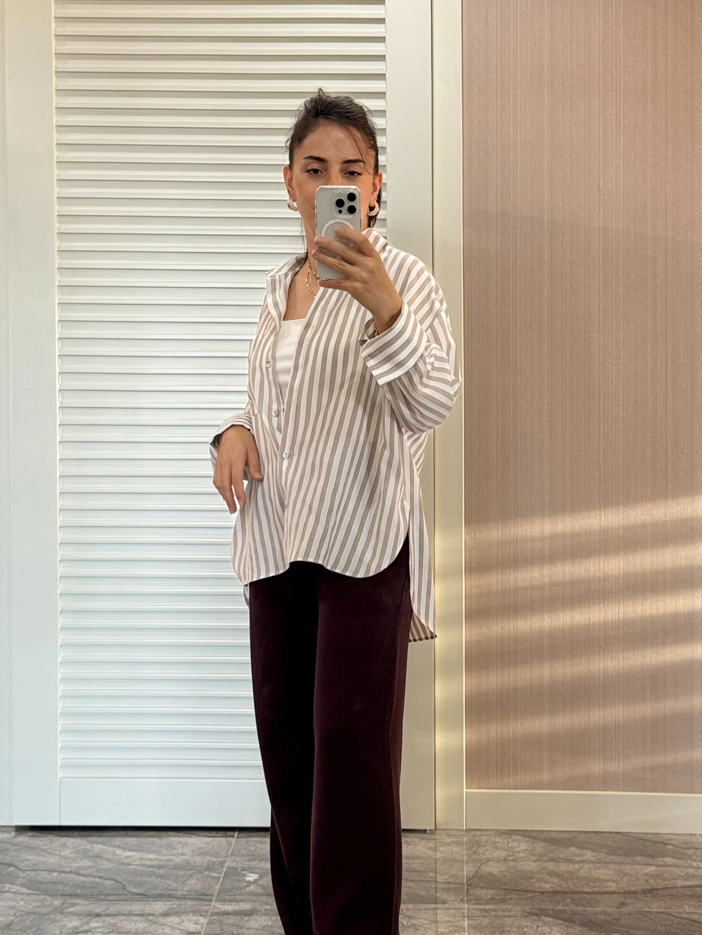 Vizon & Beyaz Çizgili Gömlek