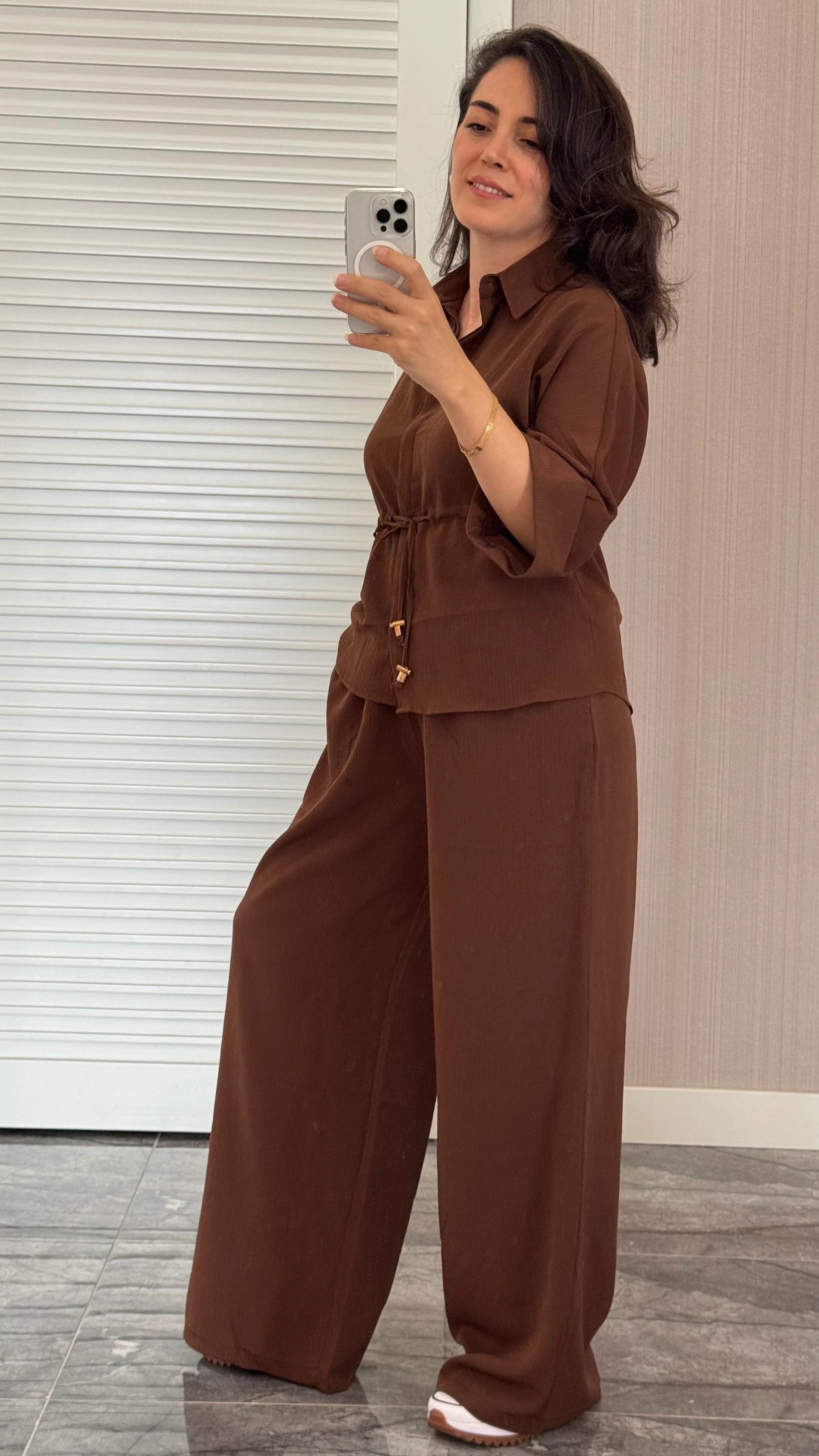 Beli Ayarlanabilir Alt Üst Takım - Kahverengi