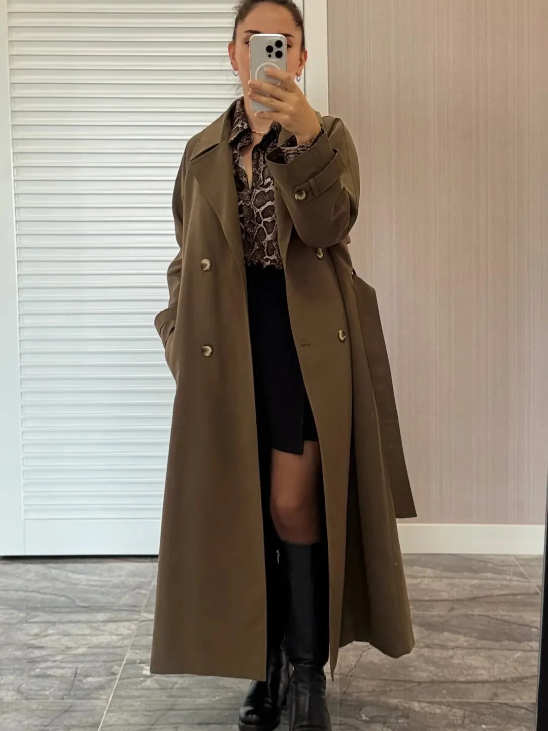 Uzun Trençkot - Haki