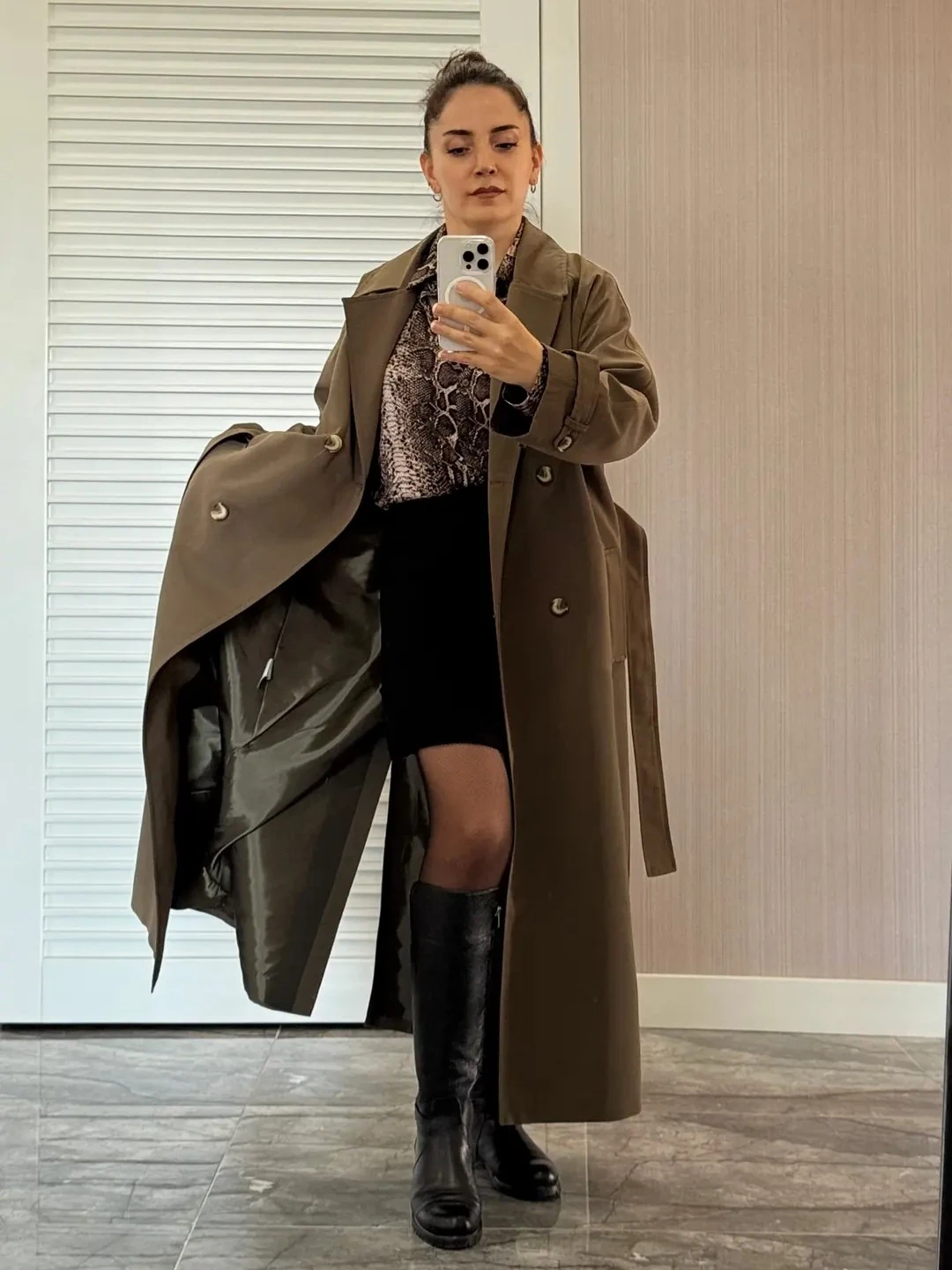 Uzun Trençkot - Haki