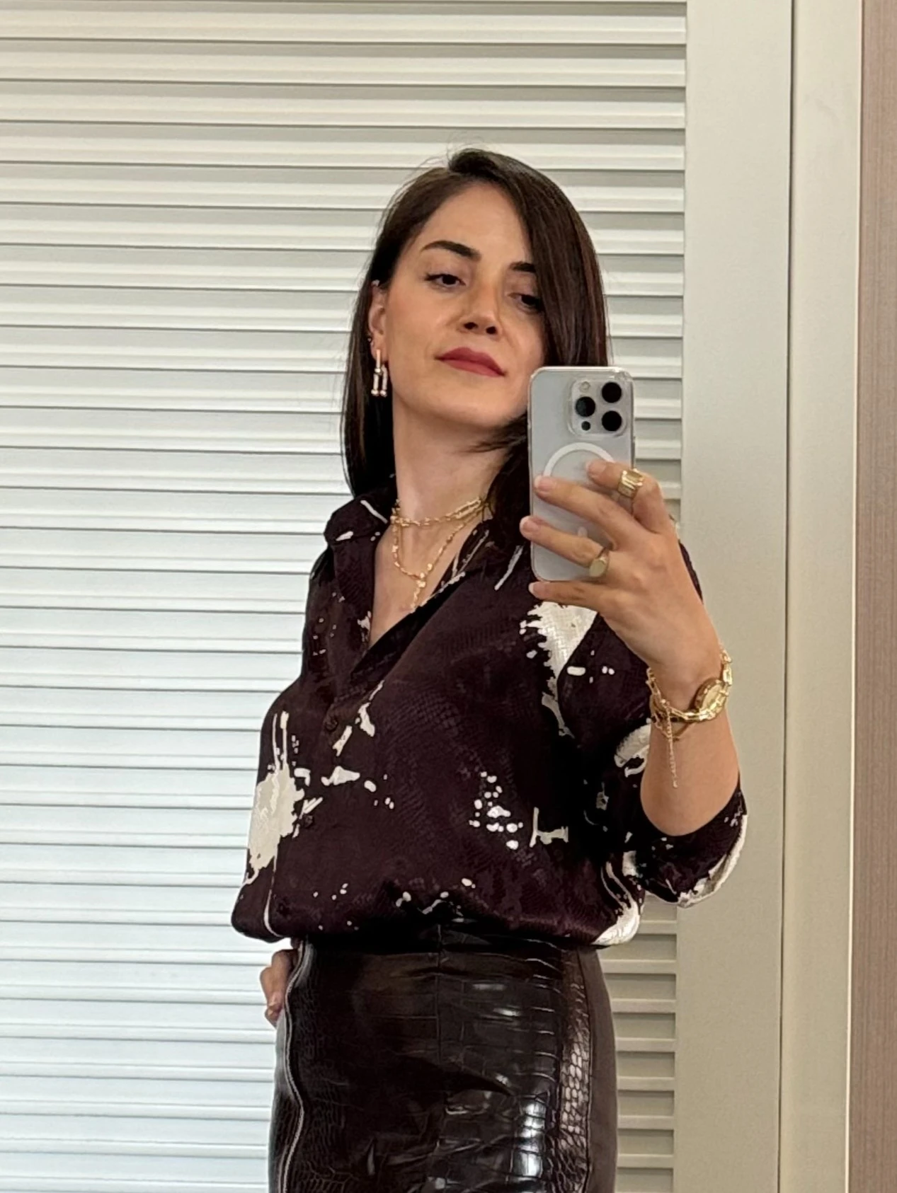 Fit Desenli Viskon Gömlek