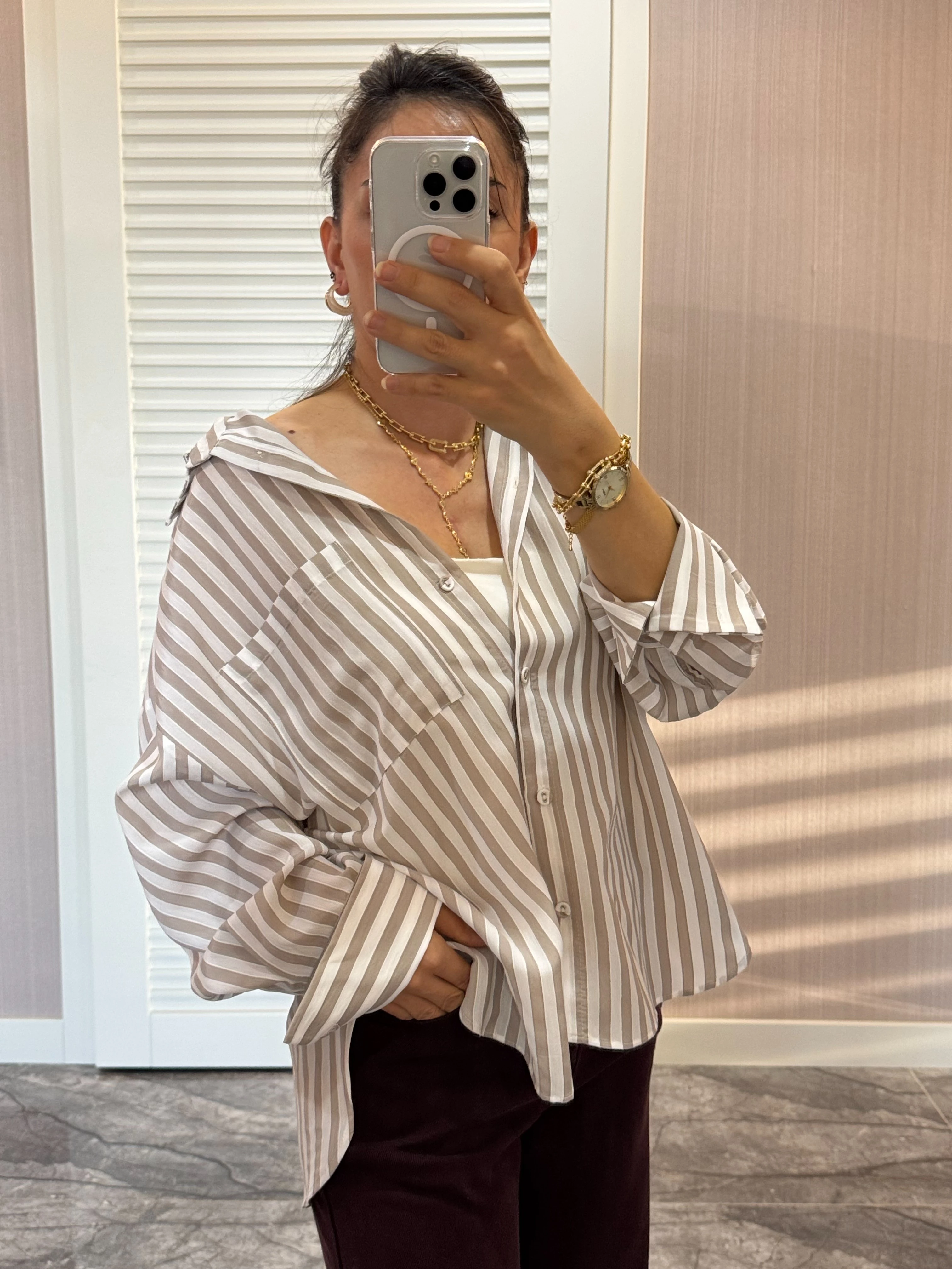 Vizon & Beyaz Çizgili Gömlek