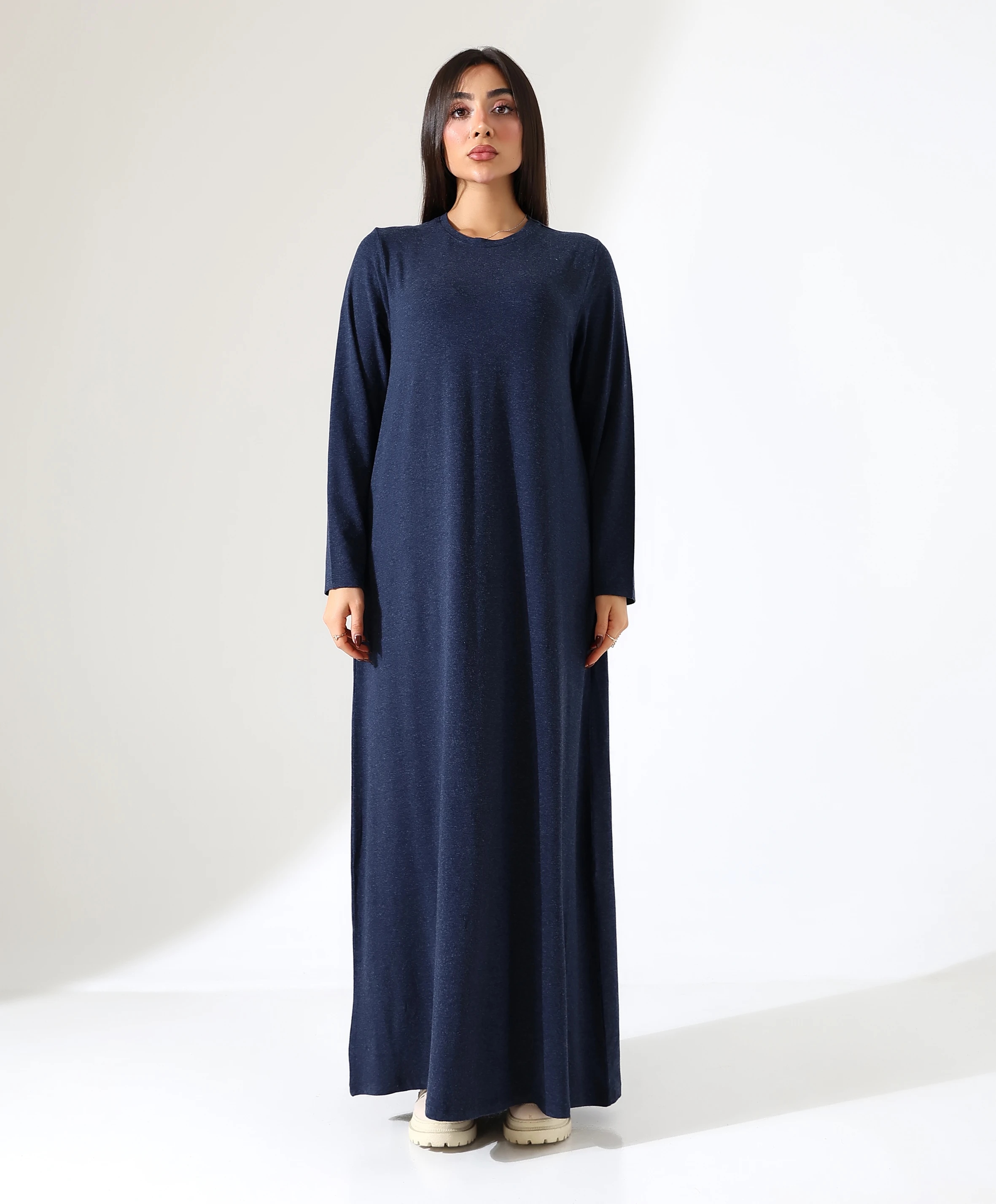 Yün Viskon Elbise - Toptan - Lacivert