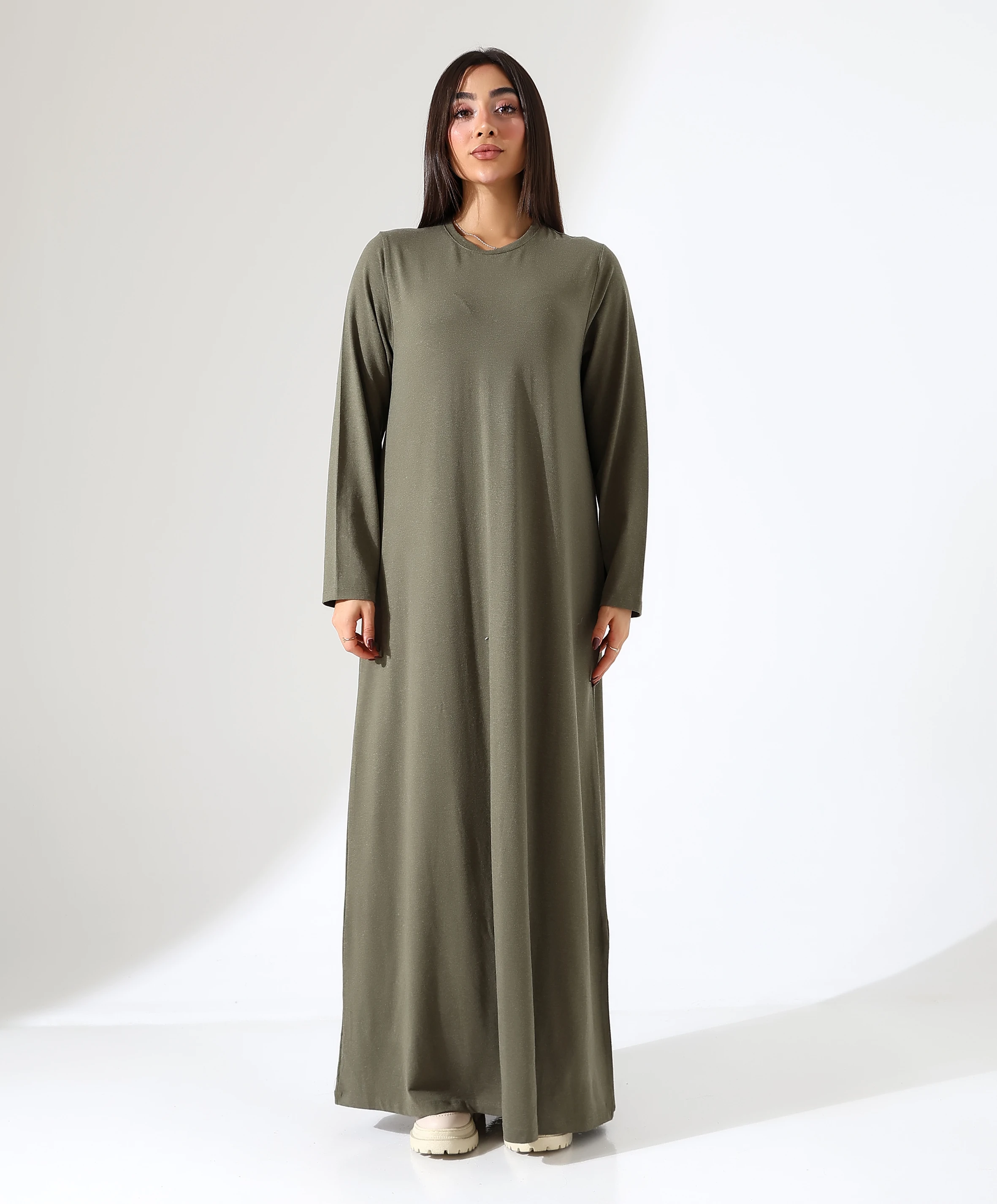 Yün Viskon Elbise - Toptan - Haki