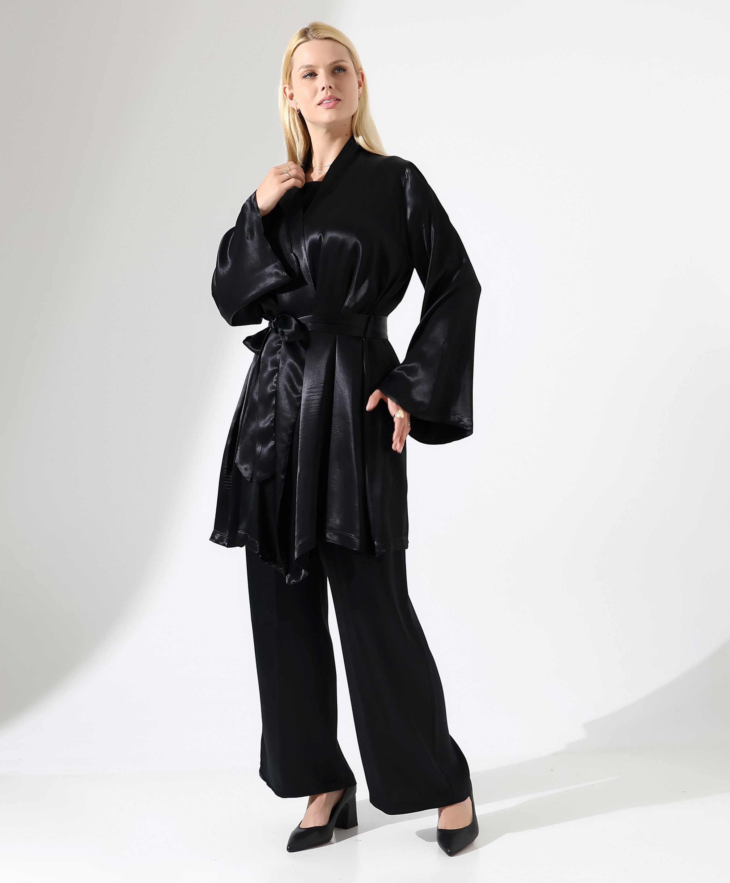Saten Kimono Takım - Toptan