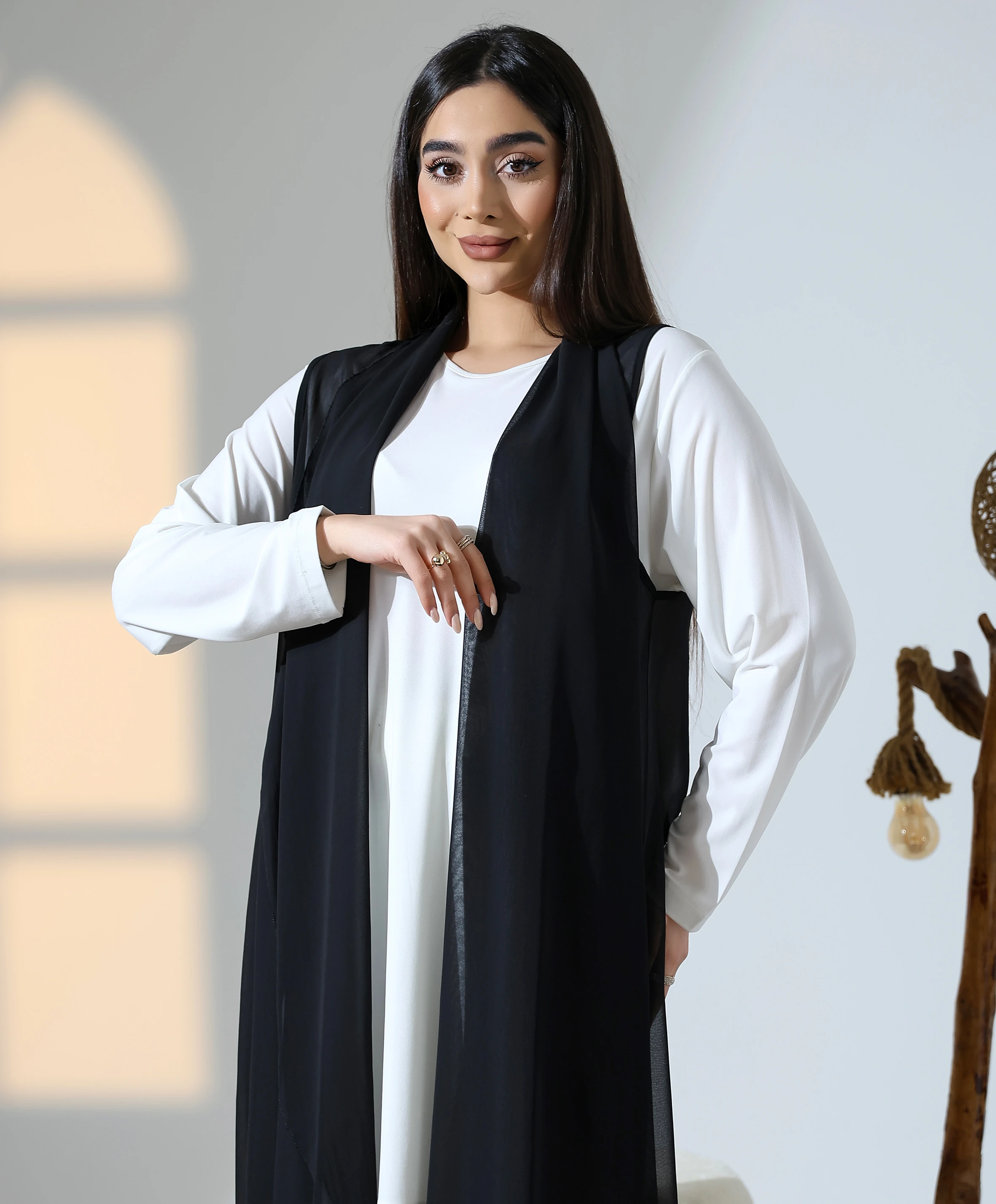 Şal Yaka Uzun Yelek - Toptan