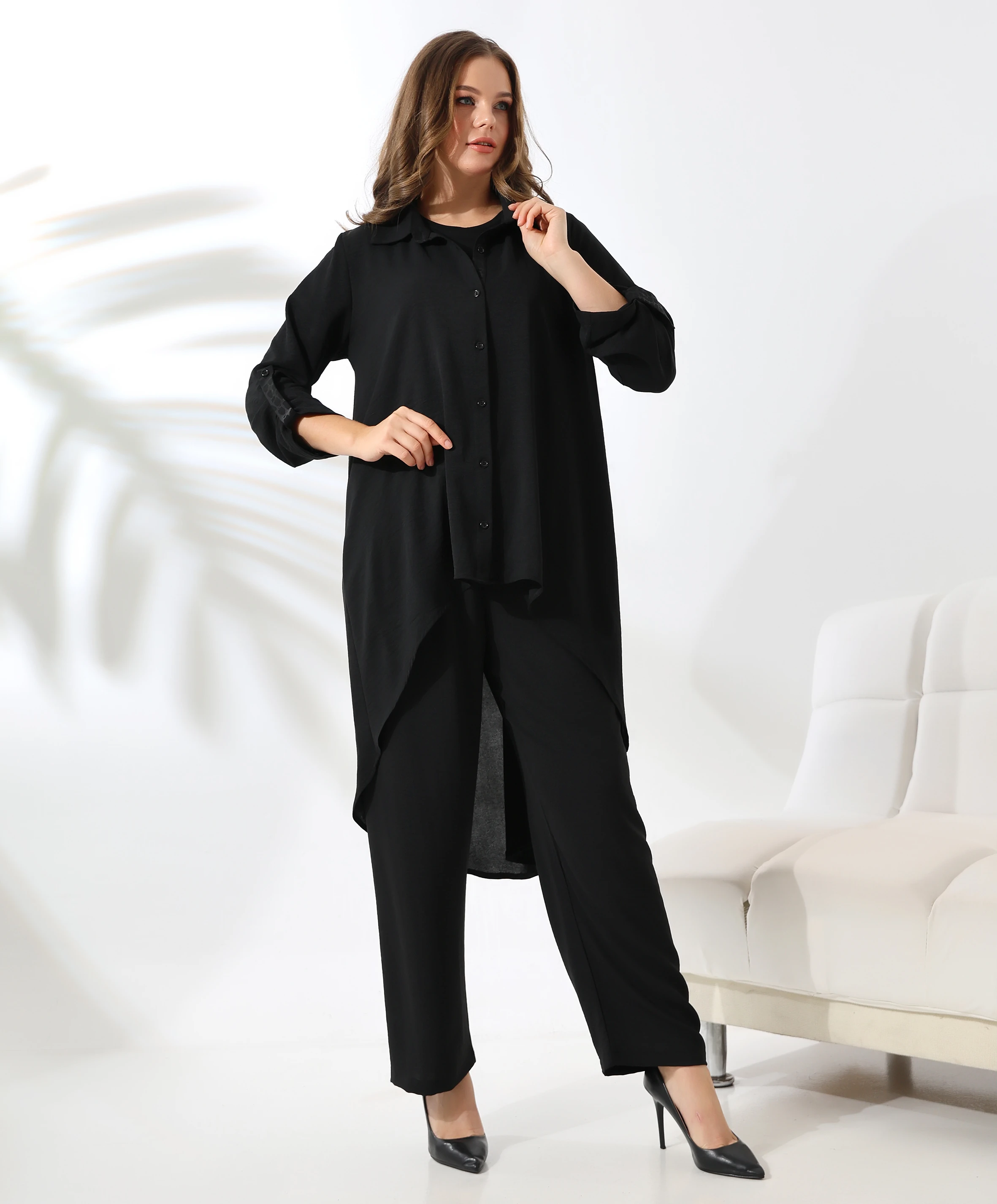 Asimetrik Gece Gömlek Takım