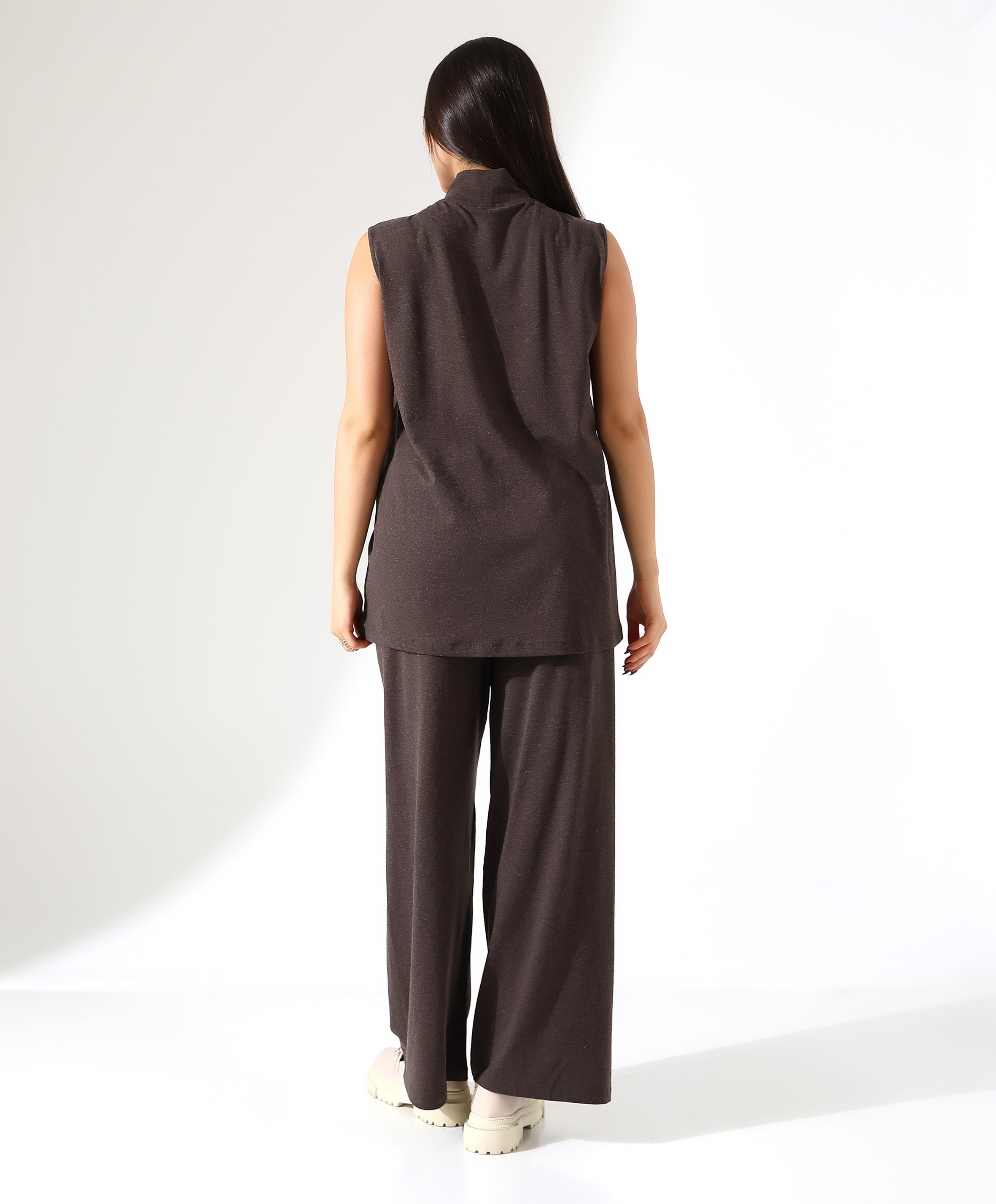 Boğazlı Kolsuz Yün Bluz - Toptan