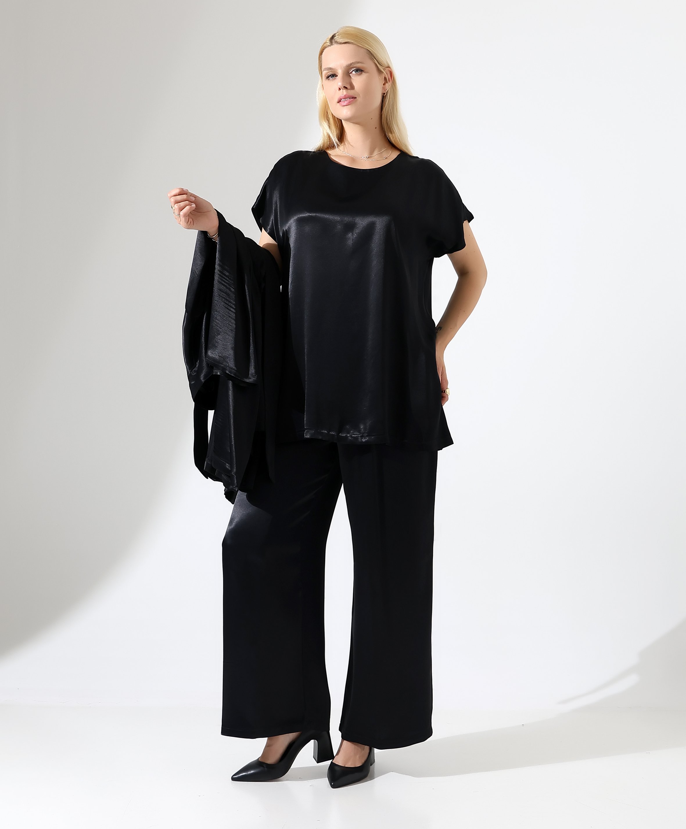 Saten Kimono Takım - Toptan