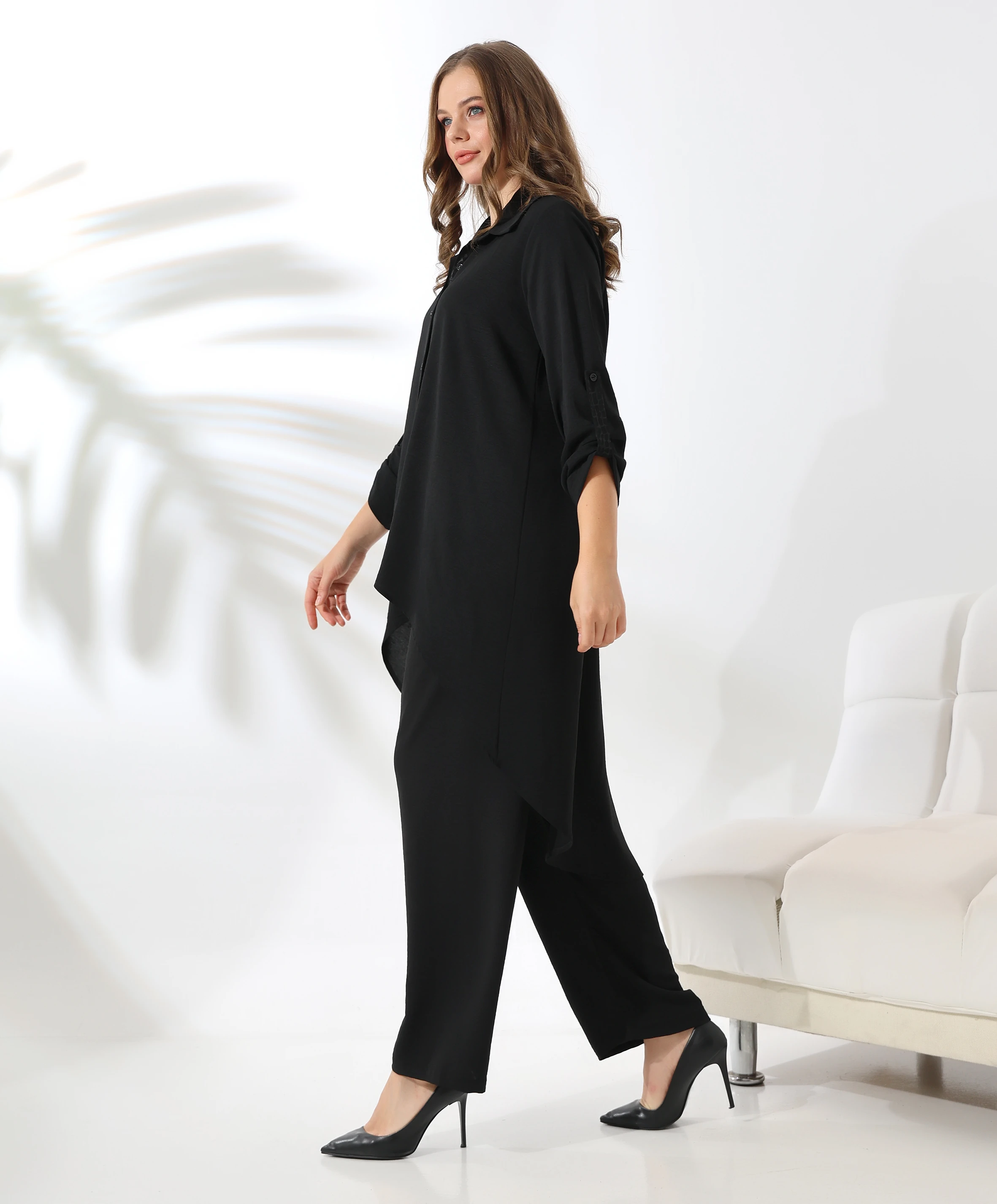 Asimetrik Gece Gömlek Takım