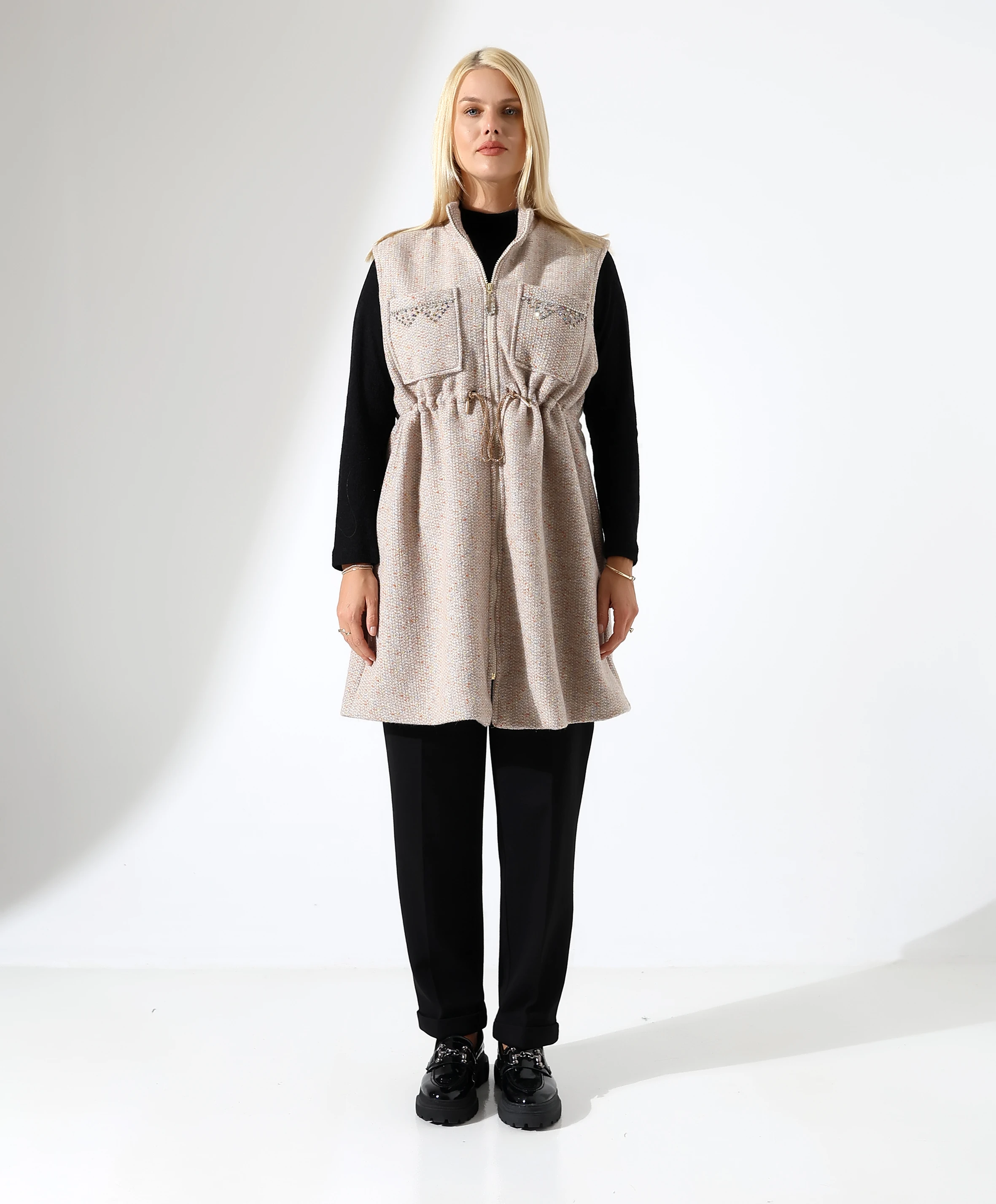 Salkım Yelek - Toptan - Kahve