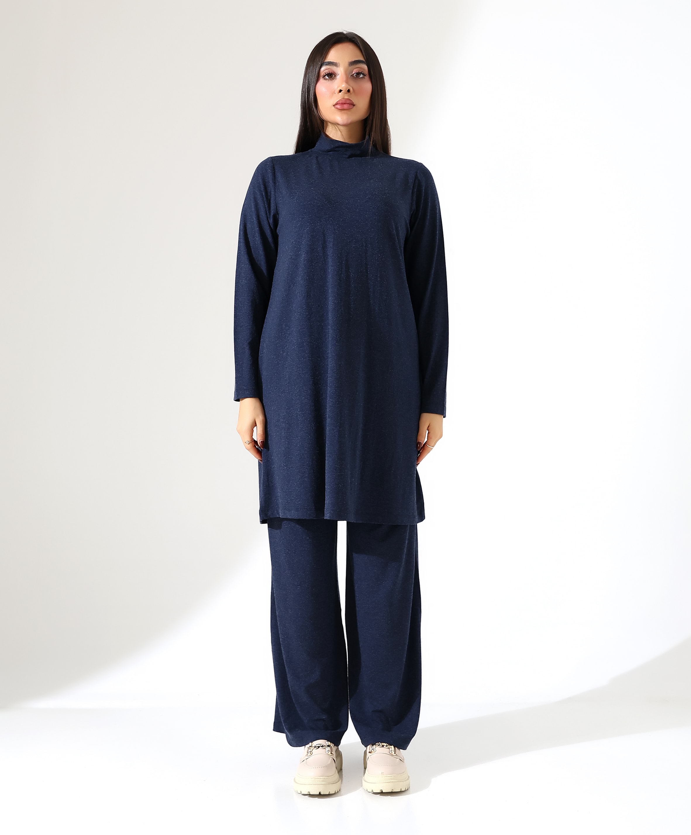 Boğazlı Yün Tunik - Toptan - Lacivert