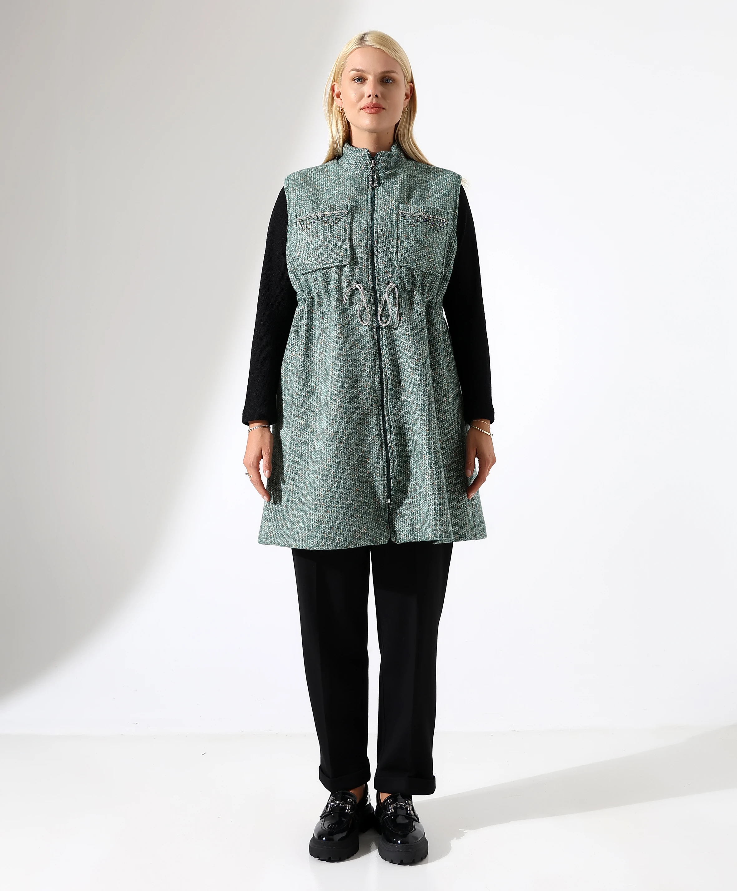 Salkım Yelek - Toptan - Yeşil