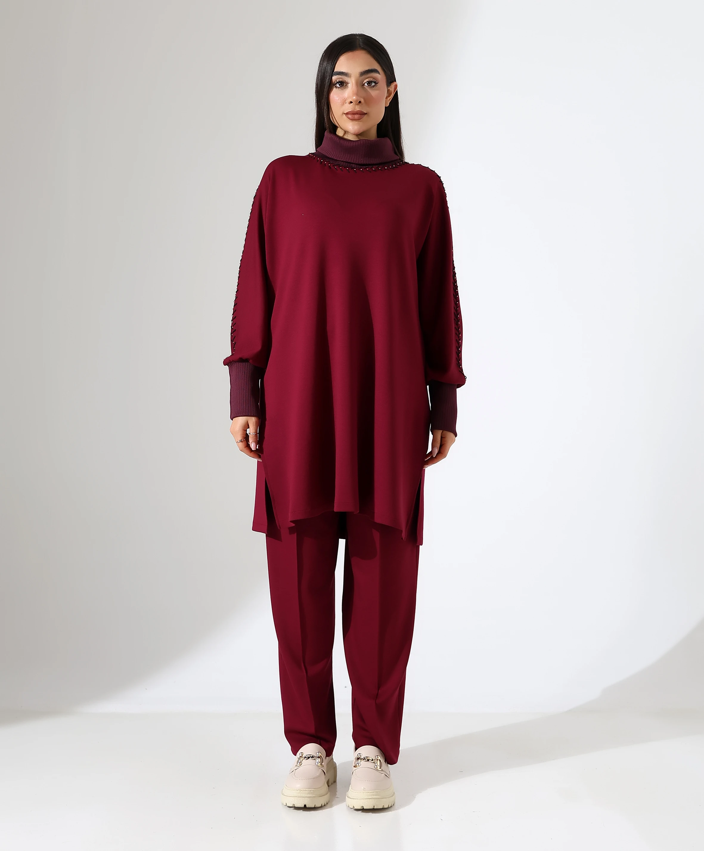 Hanımeli Soft Takım - Toptan - Bordo