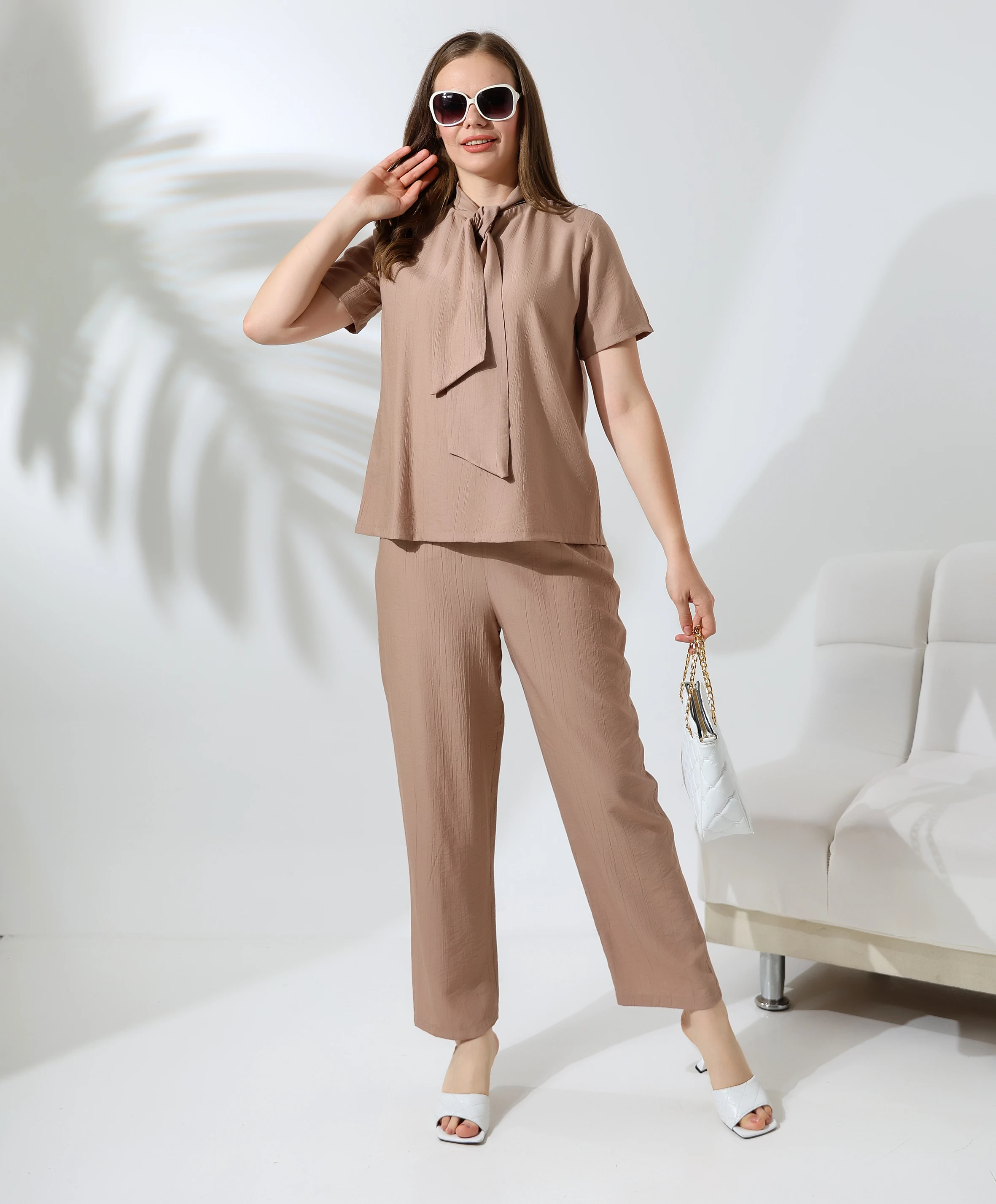 Şal Yaka Bluz Takım