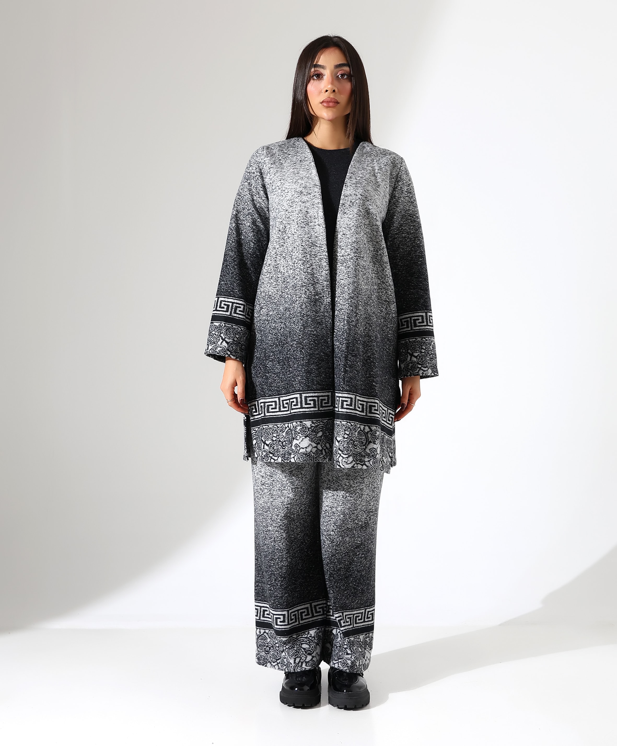 Kar Yağdı Kimono Takım - Toptan - Siyah
