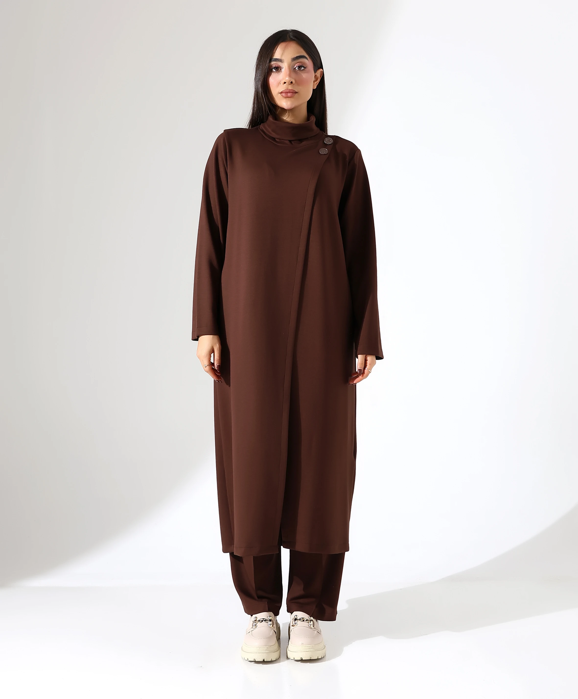 Vav Asimetrik Takım - Toptan - Kahve