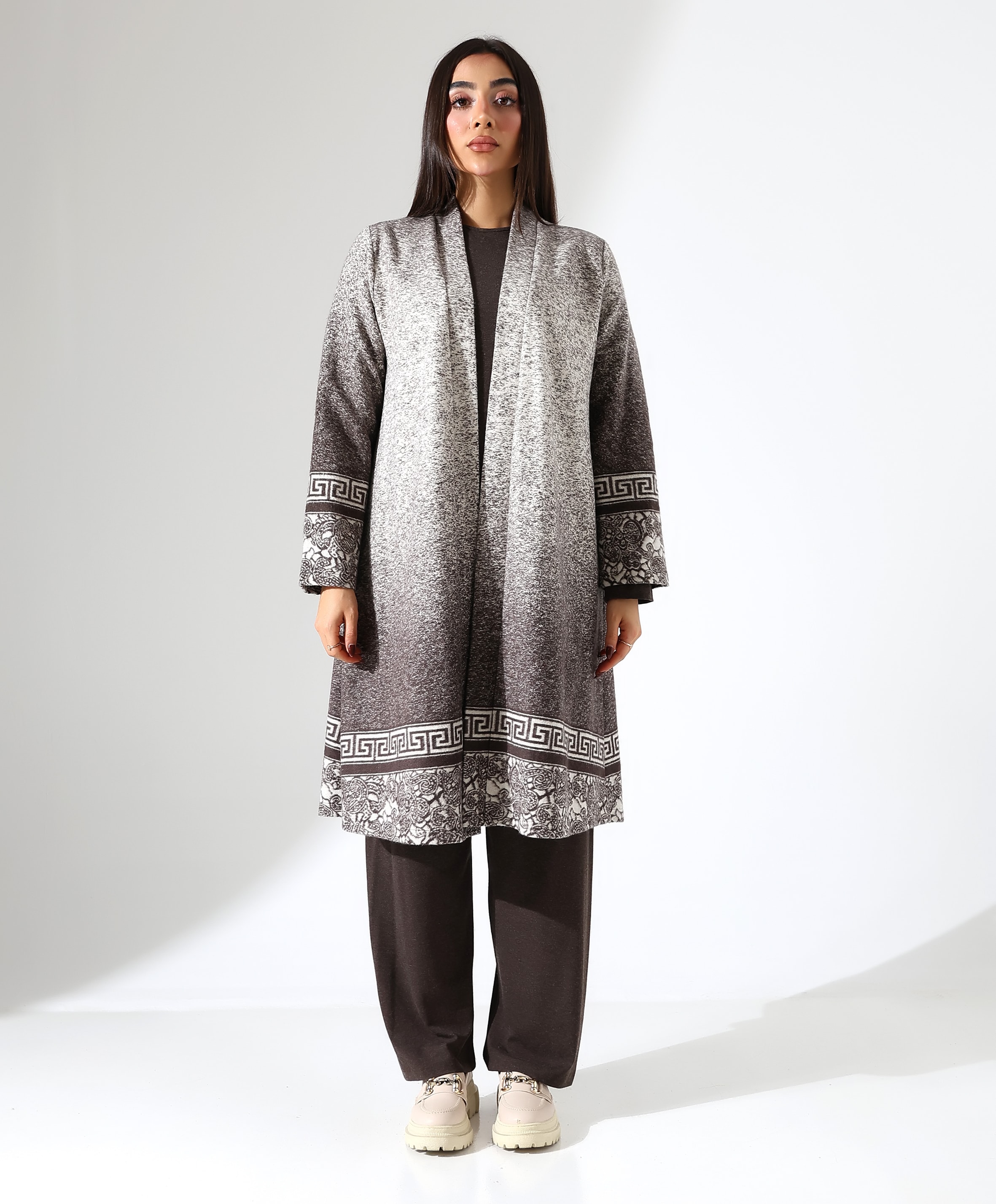 Kar Yağdı Hırka Takım - Toptan - Kahve