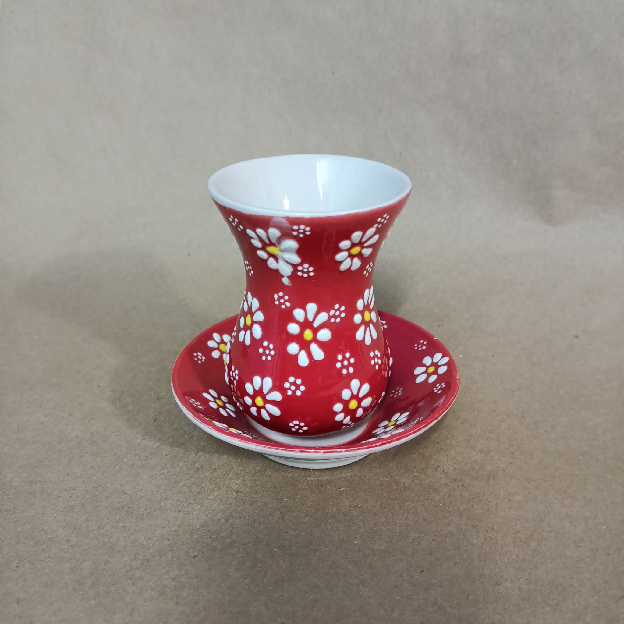 Kırmızı Çini Çay Bardağı