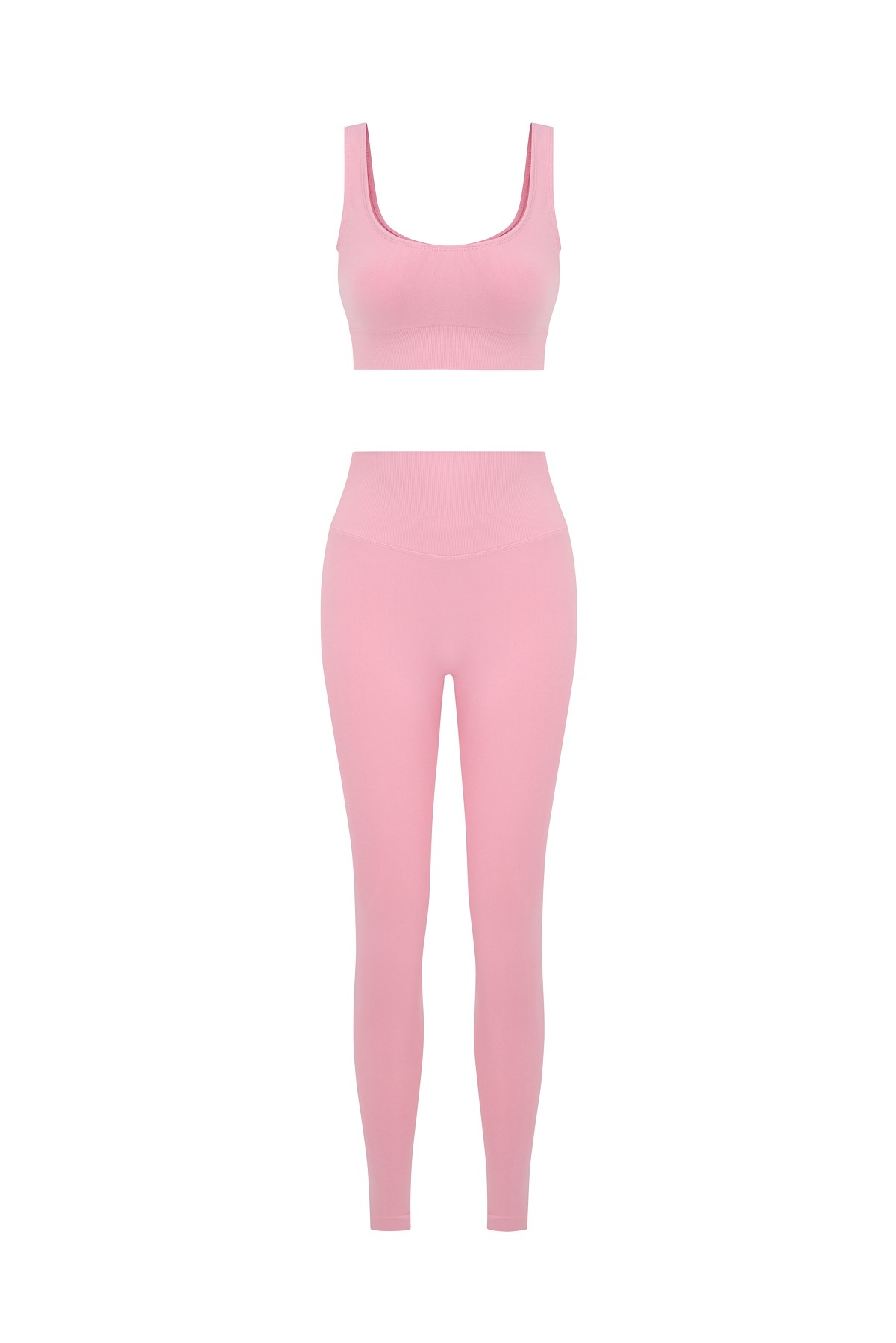 Peony Pink Büstiyer ve Dikişsiz Push Up Tayt Takım