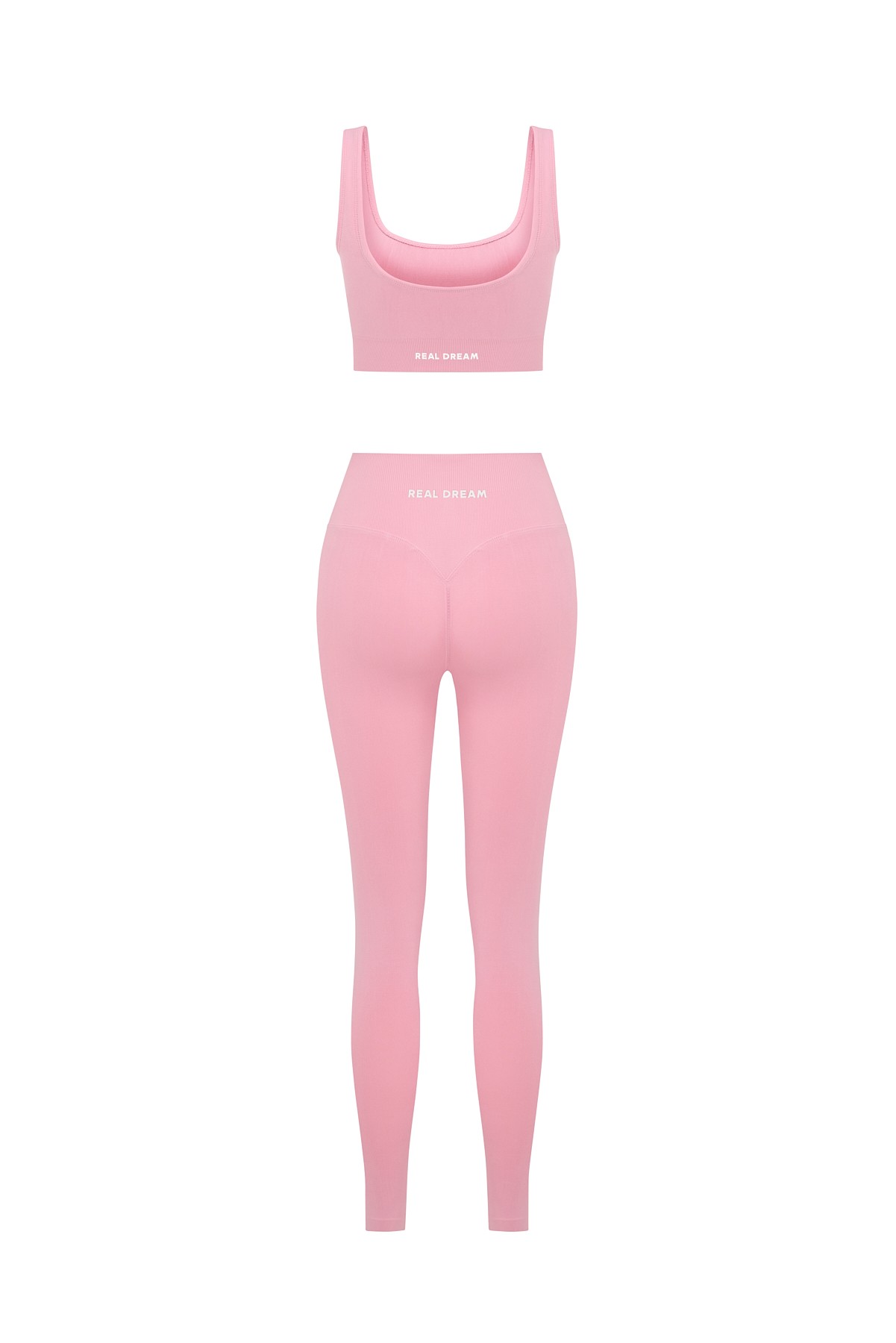 Peony Pink Büstiyer ve Dikişsiz Push Up Tayt Takım