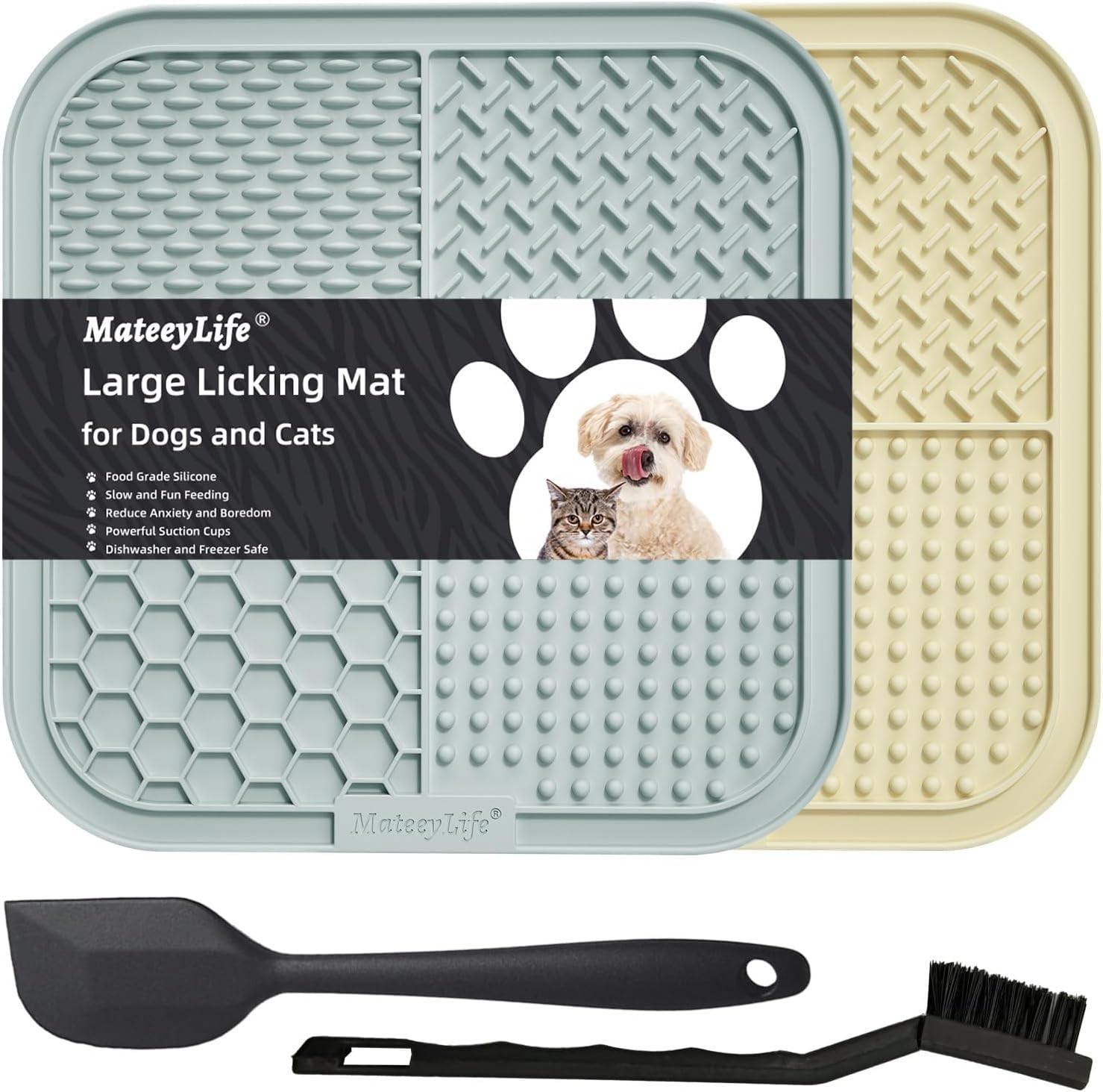 Mateeylife Kedi Köpek Yalama Matı 2'li ( Spatula ve Temizleme Fırça Hediyeli)