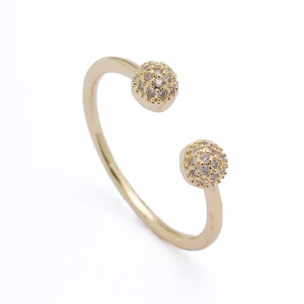 Altın Renkli Zirkon Taşlı Top Detaylı Ayarlanabilir Yüzük