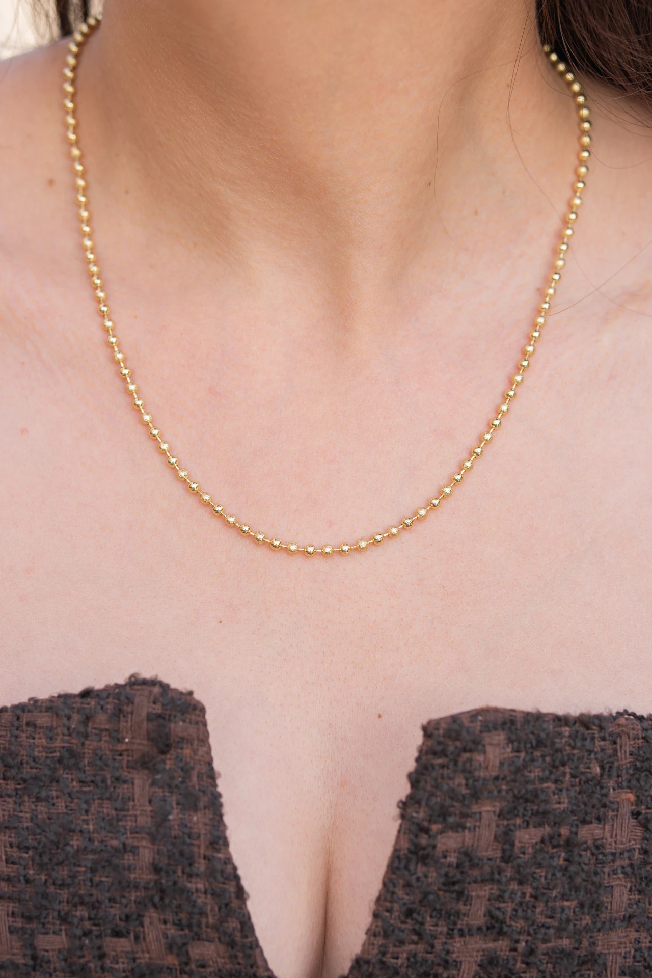 Minimalist Top Zincir Altın Renk Kolye