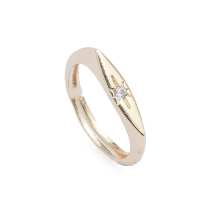 Altın Renkli Zirkon Taşlı Kutup Yıldızı Eklem Yüzüğü