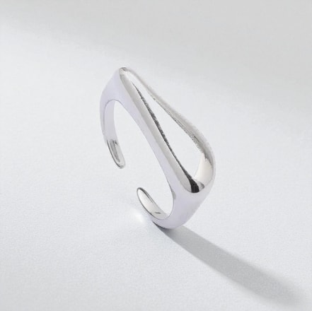 Gümüş Renkli Organik Damla Tasarım Ayarlanabilir Yüzük