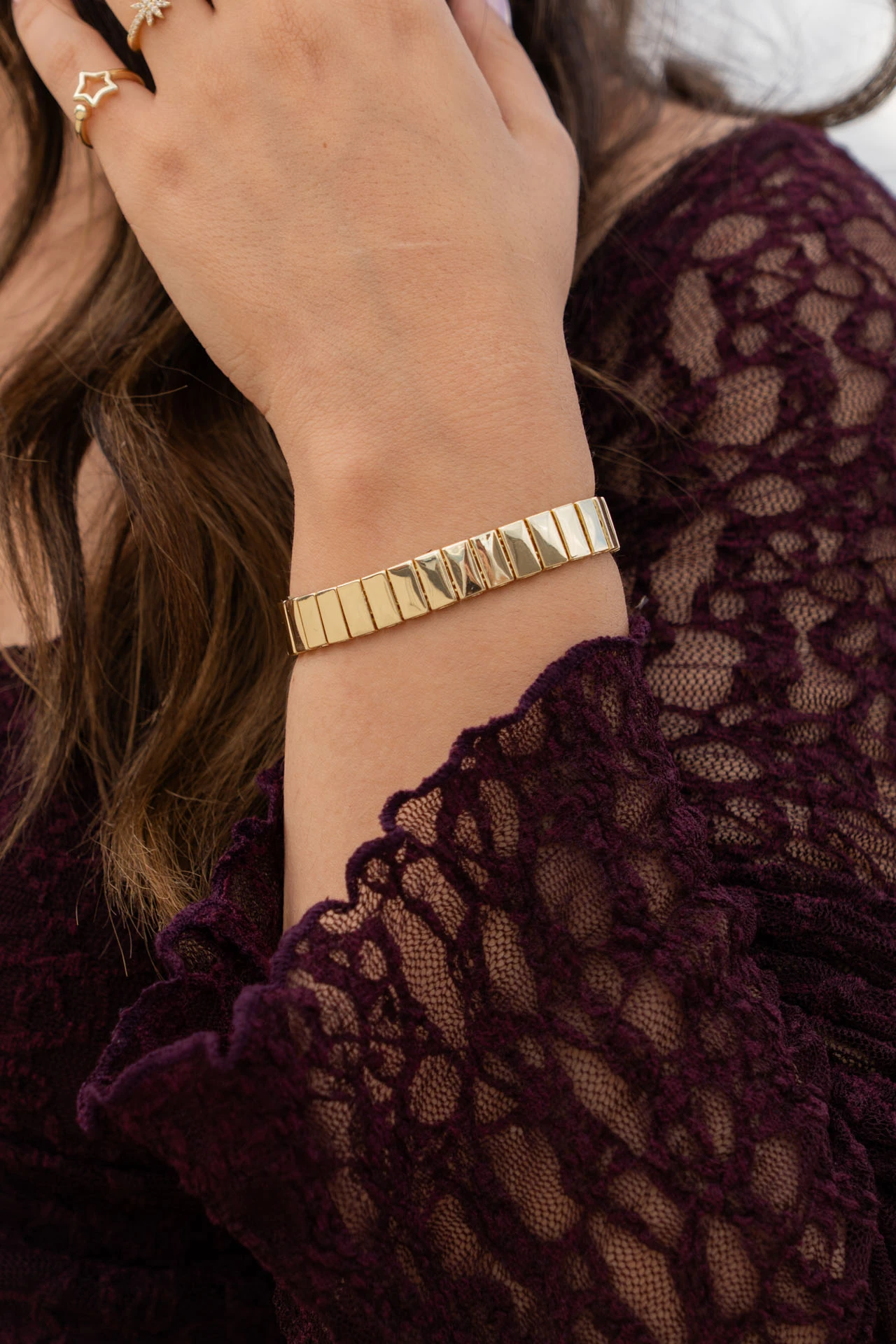 Altın Rengi Minimalist Kare Link Bileklik