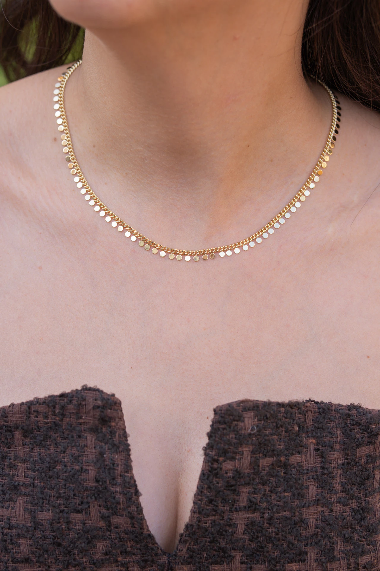 Pullu Zincir Altın Renk Kolye