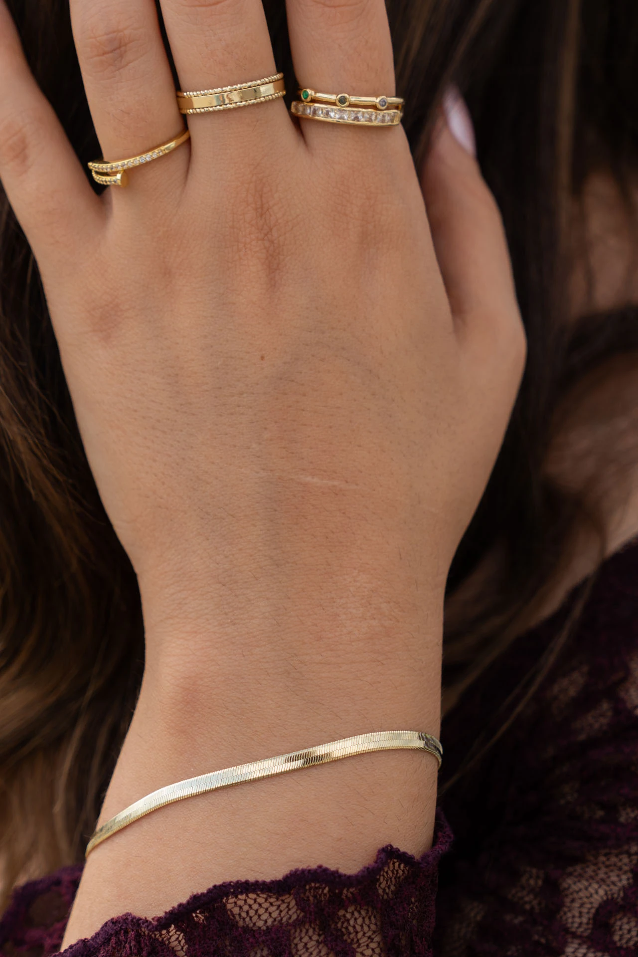 Altın Renkli Yassı Yılan Zincir Bileklik